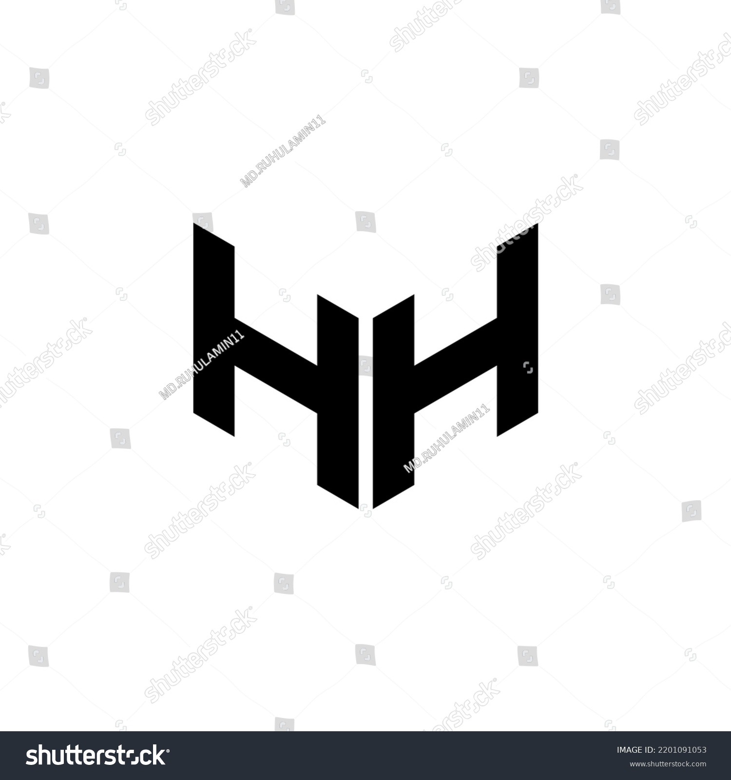 Hh Letter Logo Design White Background Stock Vector (Royalty Free ...