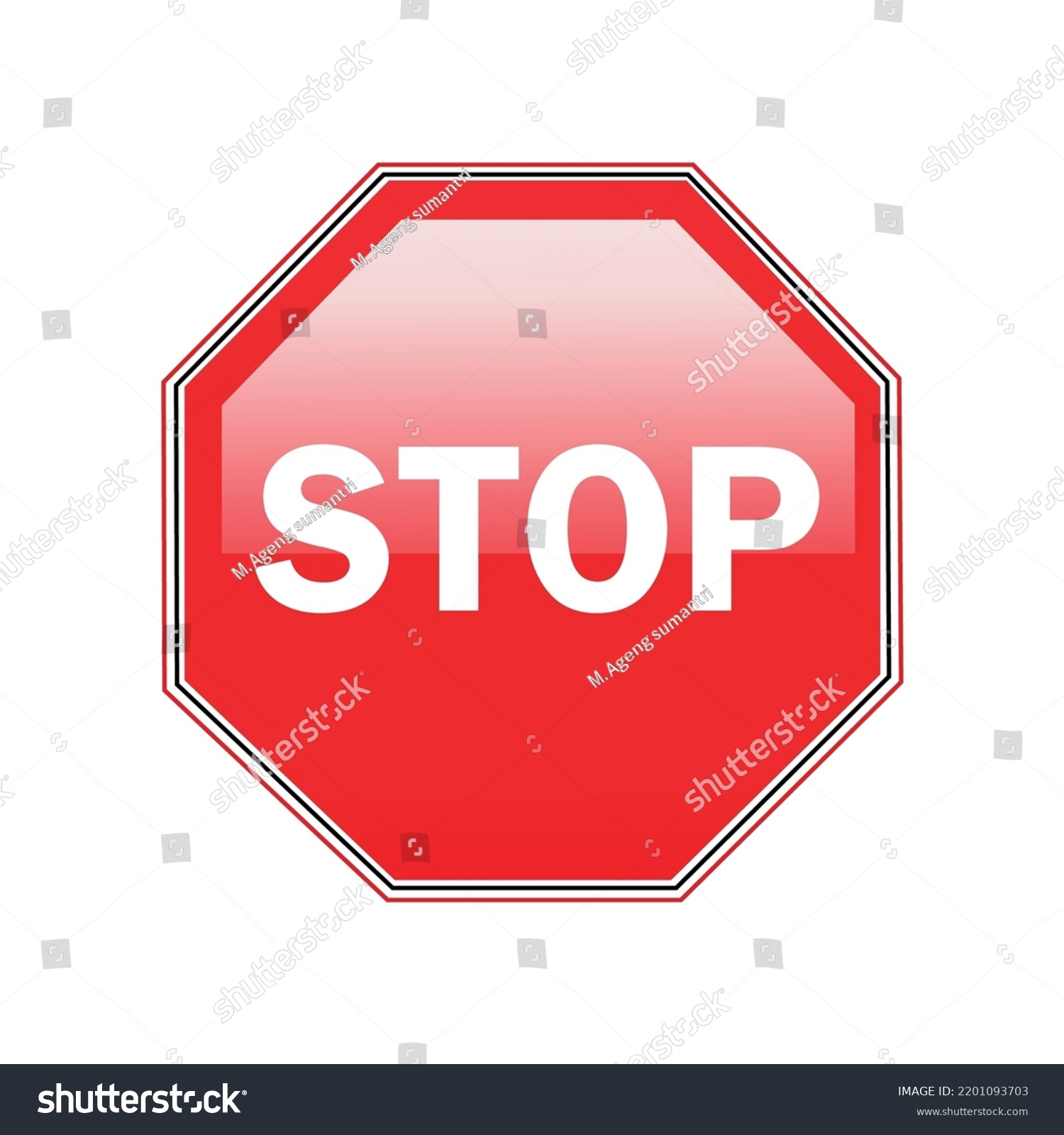 Illustration Red Stop Sign On White Stock Vector (Royalty Free ...