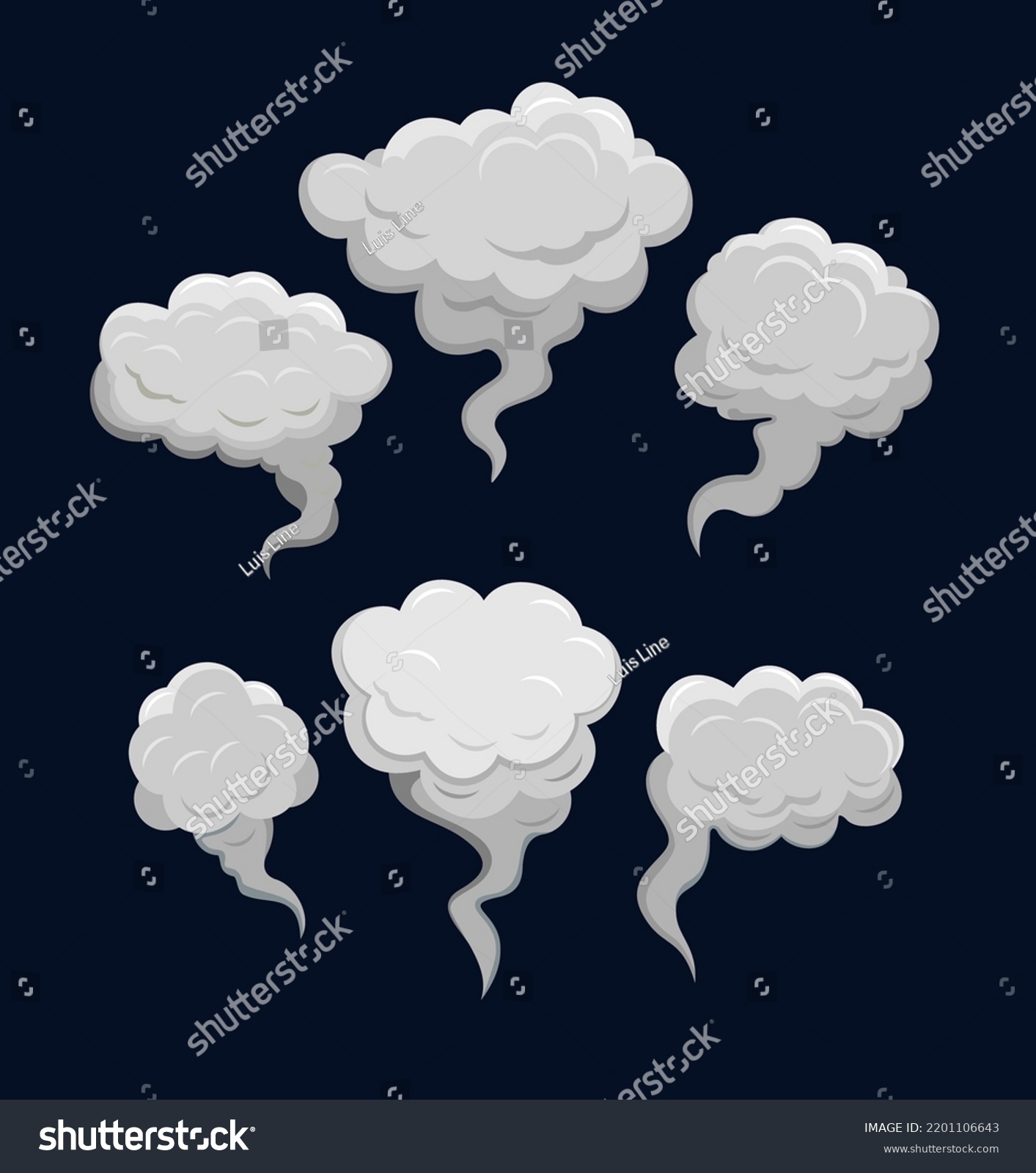 Set Stylized White Clouds Cartoon Smoke Stock Vector (Royalty Free ...