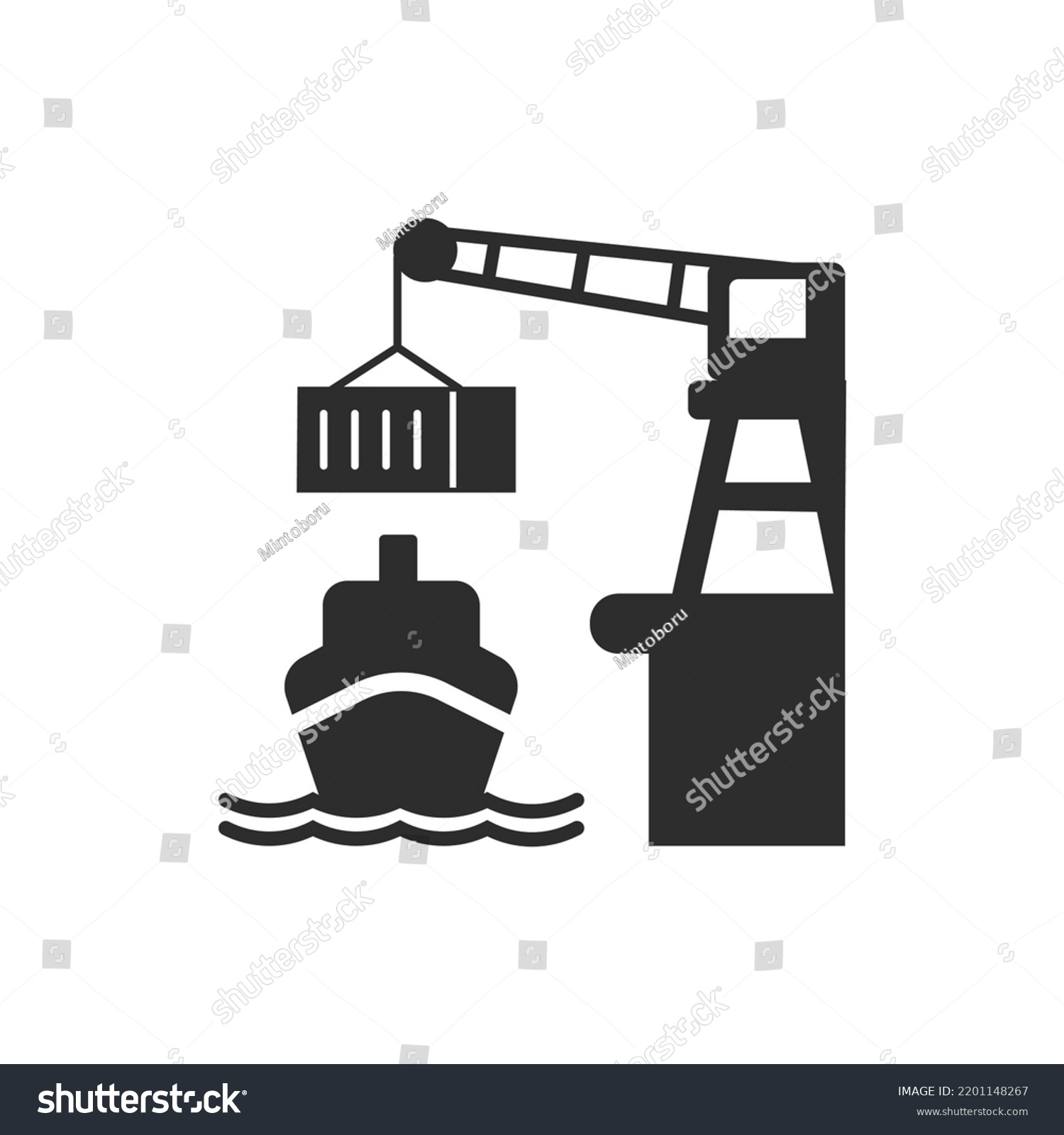 Cargo Seaport Icon Loading Cargo On Stock Vector (Royalty Free ...