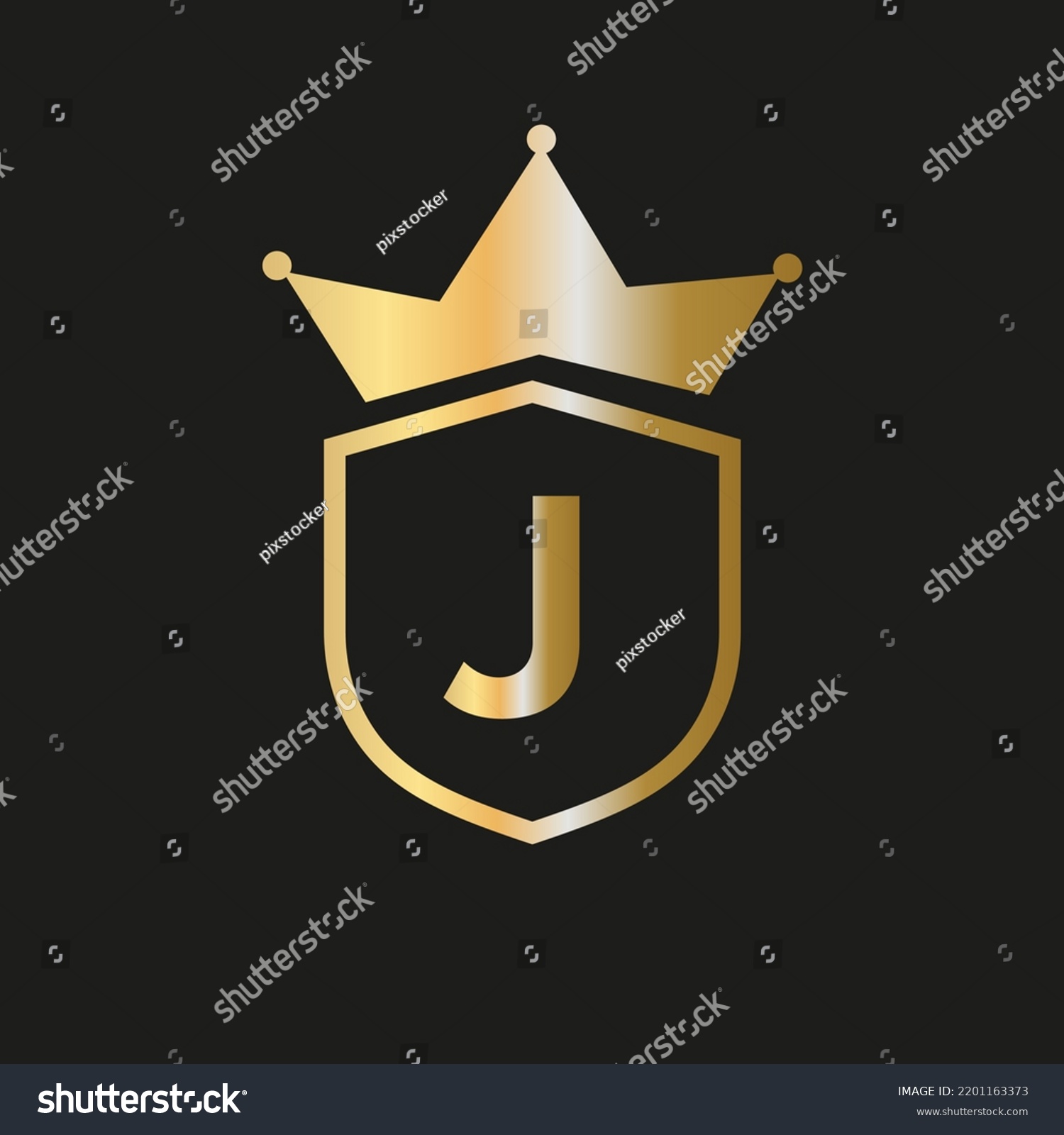 Shield Crown Logo On Letter J Stock Vector (Royalty Free) 2201163373 ...