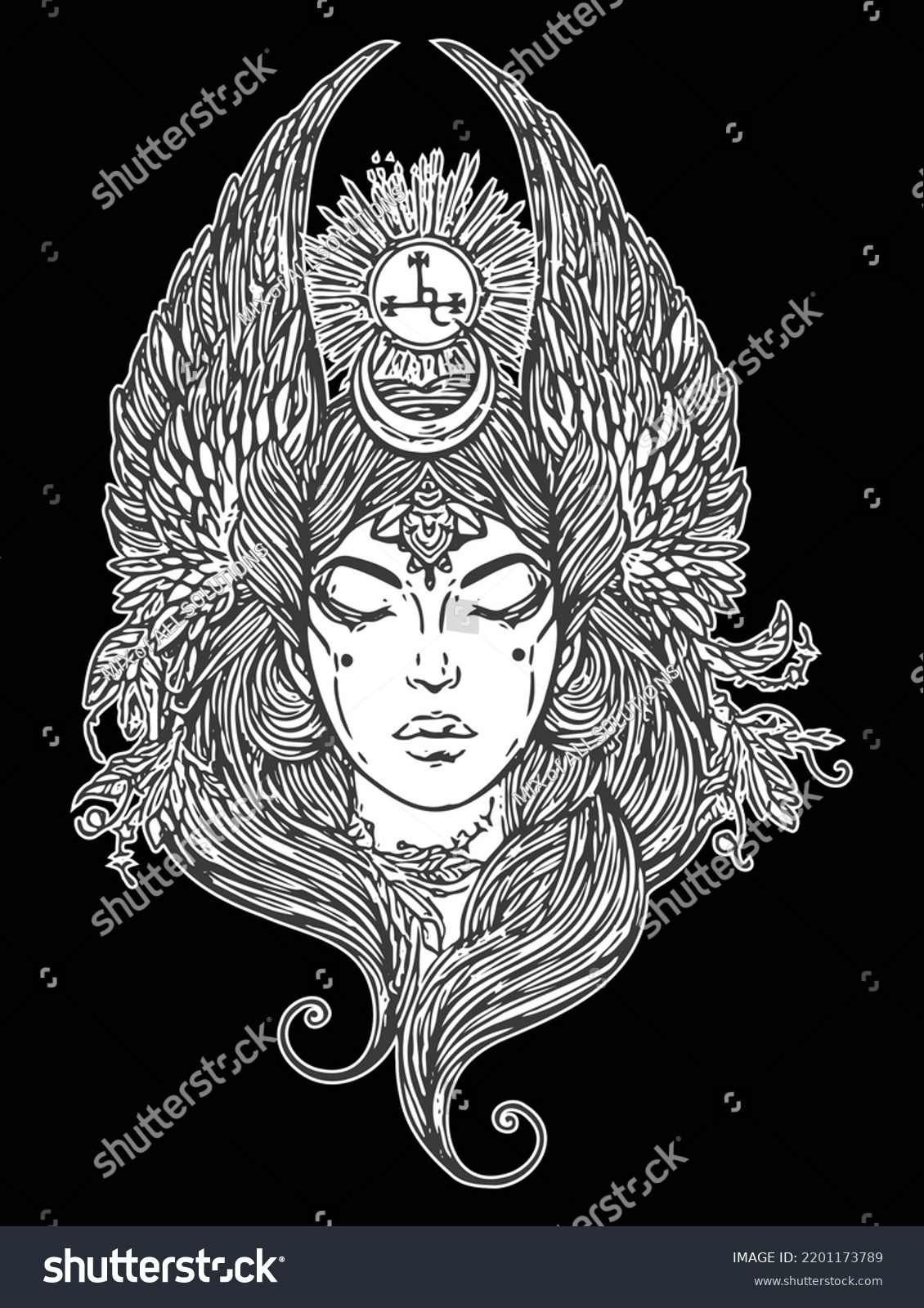 Valkyrie Unusual Helmet Black White Vector Stock Vector (Royalty Free ...