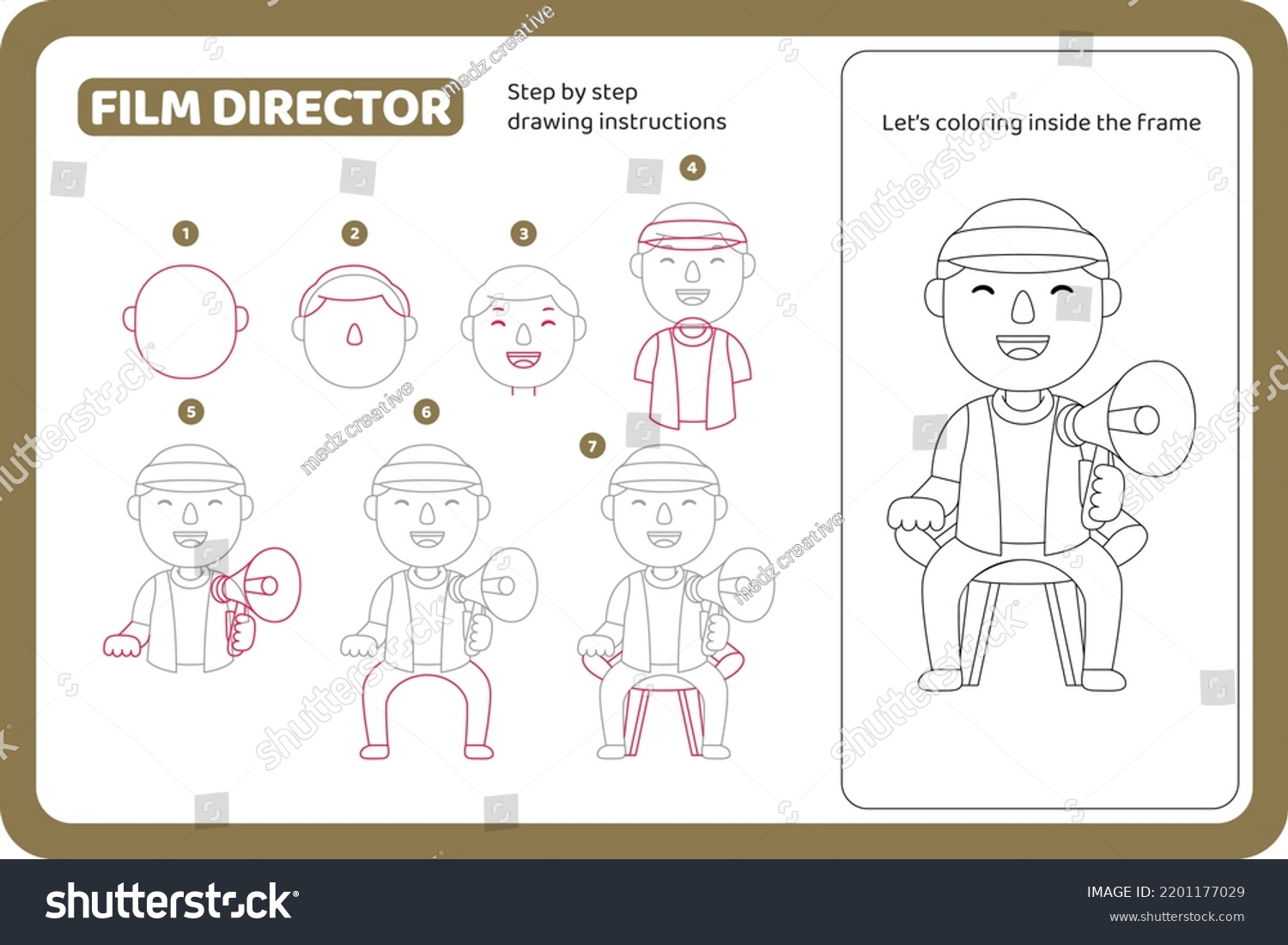 How Draw Film Director Profession Tutorial Stock Vector (Royalty Free