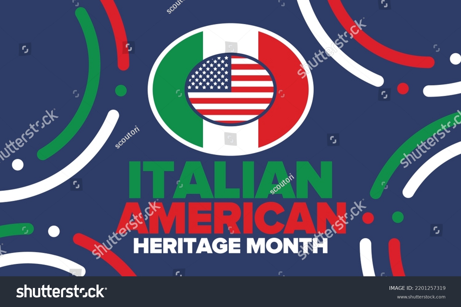 National Italian American Heritage Month Happy Stock Vector (Royalty