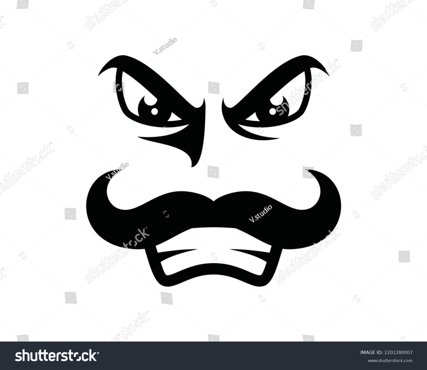 Angry Face Mustache Grumpy Face Symbol Stock Vector (Royalty Free ...