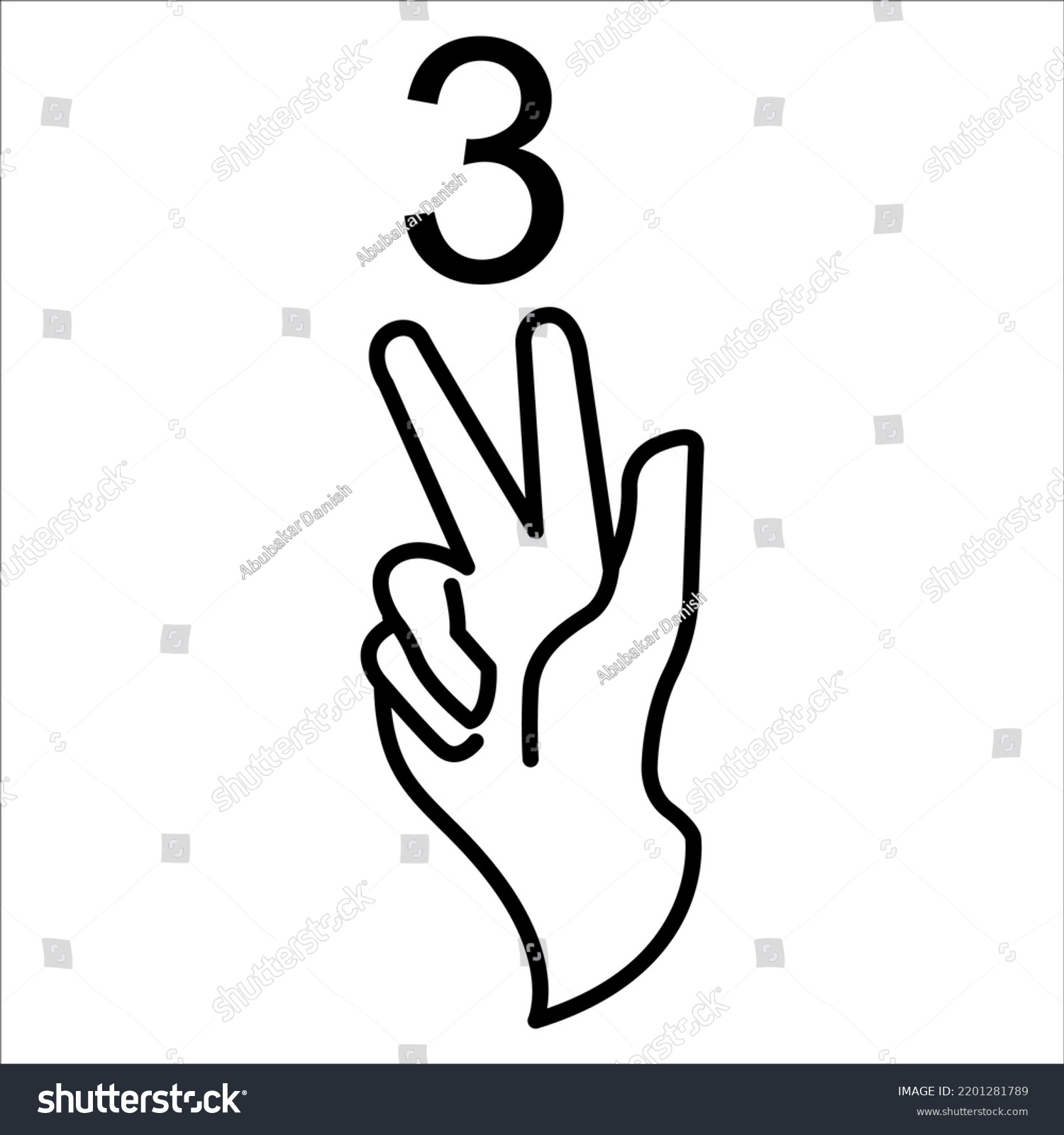 3 Three Hand Sign Deaf Language Stock Vector Royalty Free 2201281789