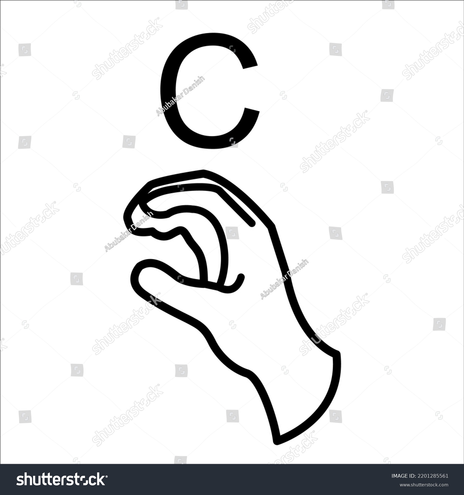 C Hand Sign Deaf Language Hand Stock Vector (Royalty Free) 2201285561 ...