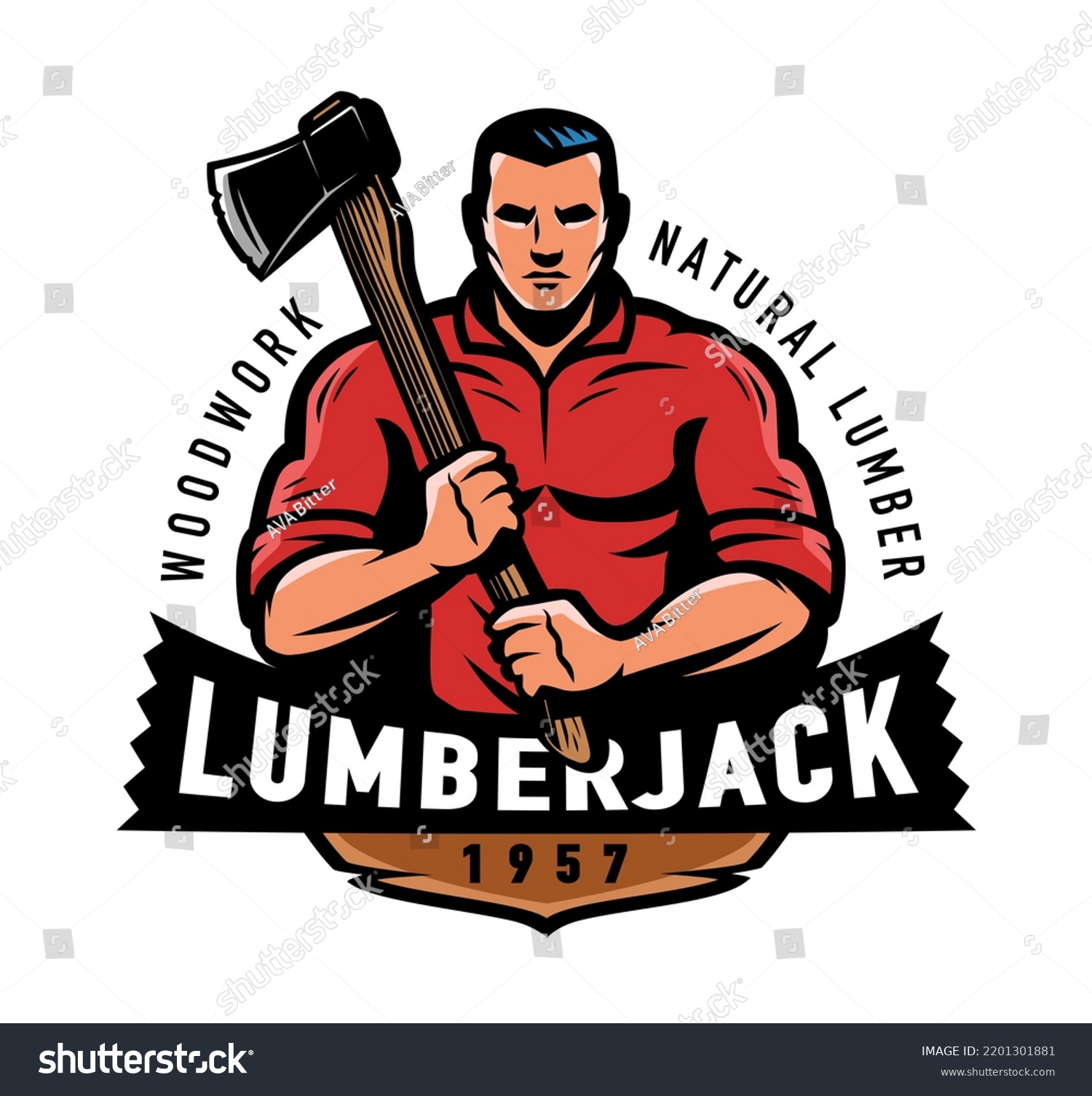 Lumberjack Axe Emblem Wood Industry Logging Stock Vector (Royalty Free ...