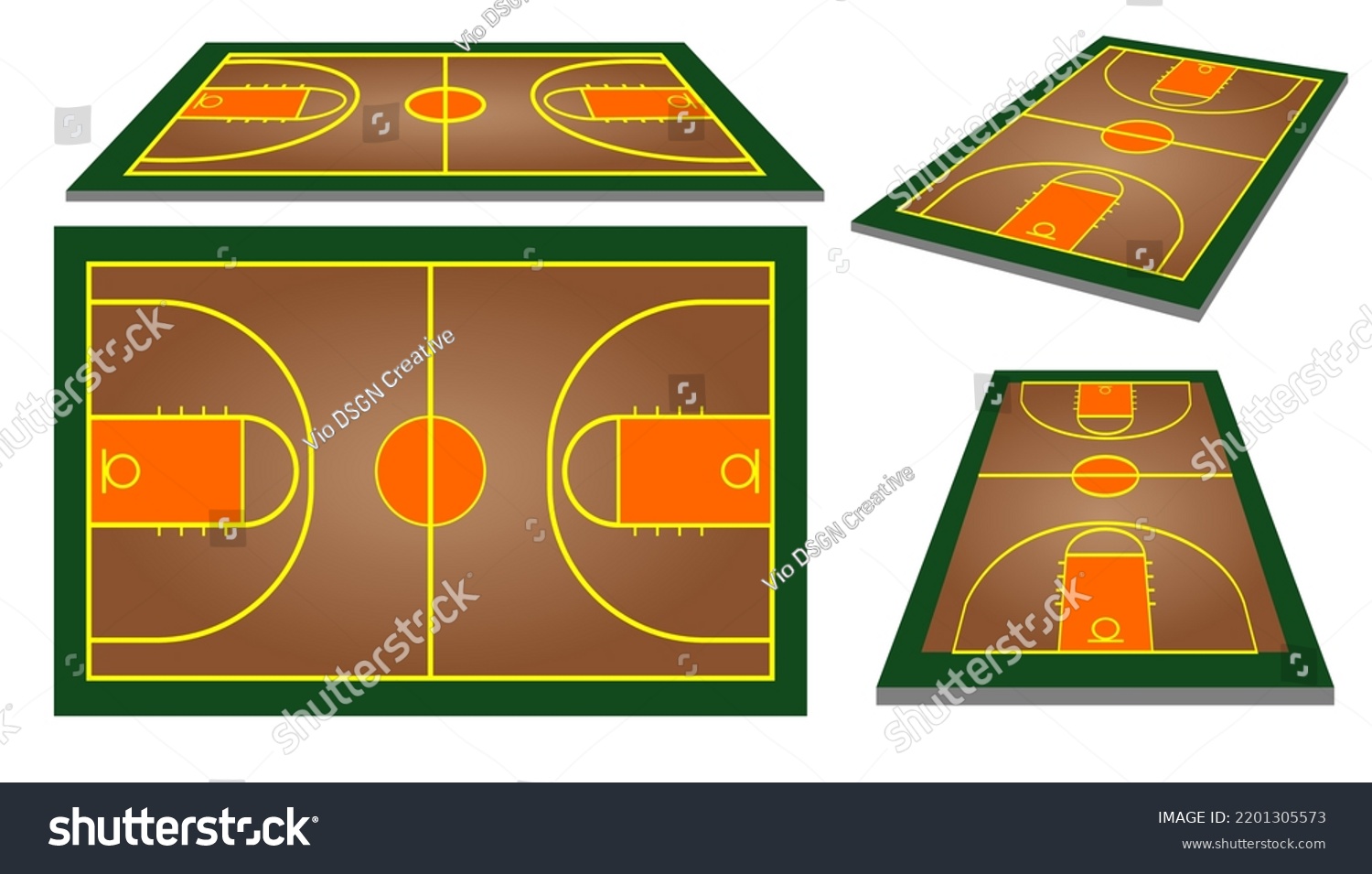 Realistic Wooden Basketball Court Wooden Court Stock Vector (Royalty ...