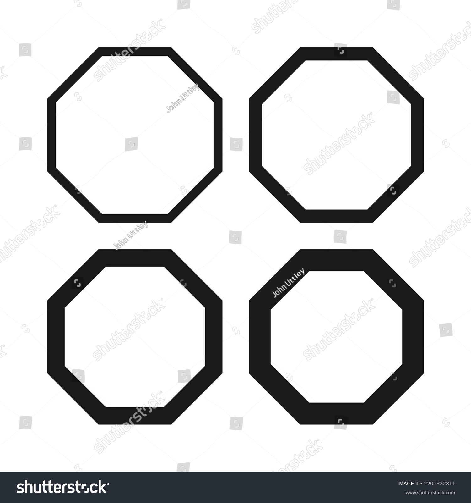 Hollow Octagon Stroke Shape Icon Set Stock Vector (royalty Free 