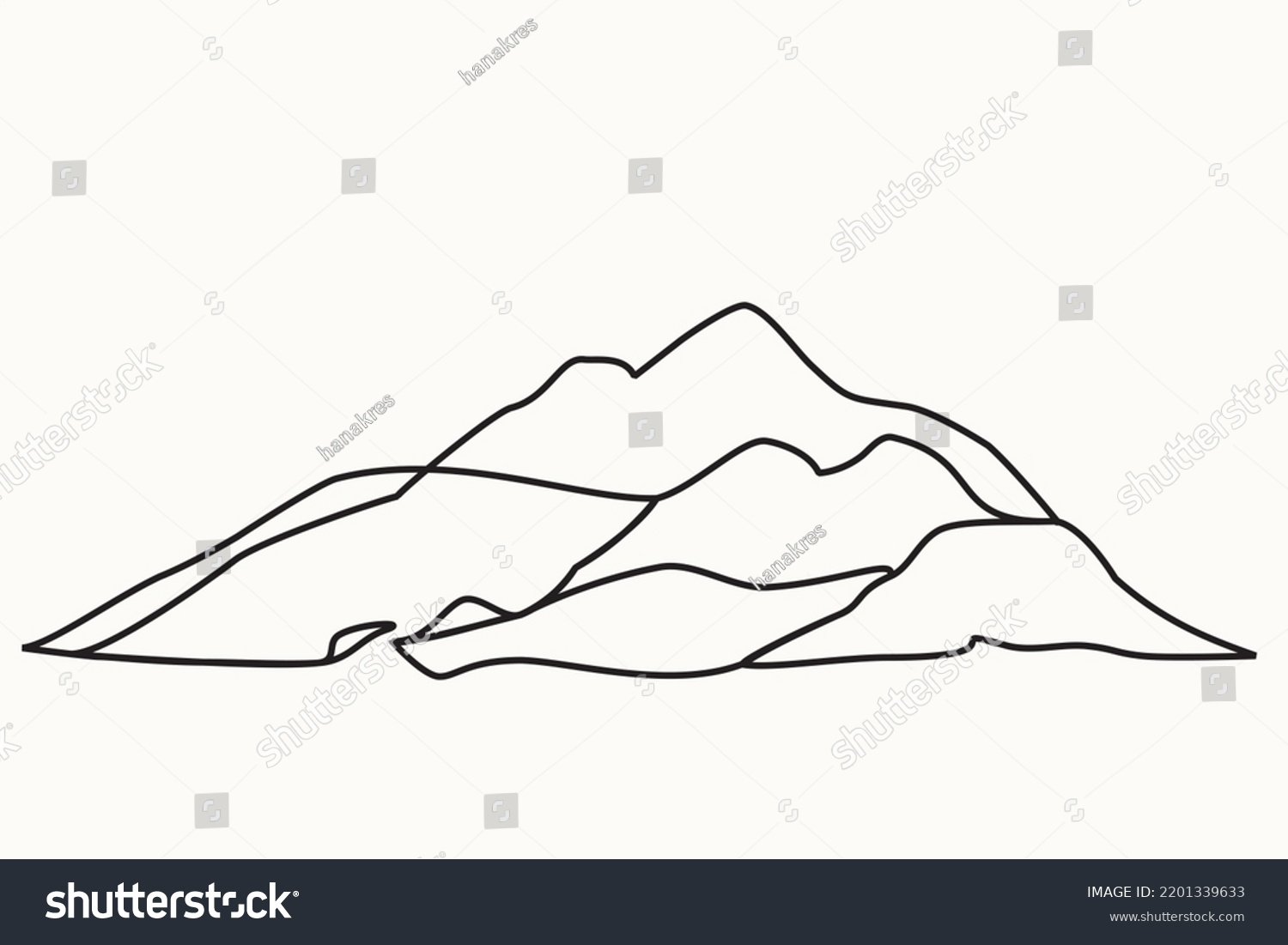 One Continuous Line Sketch Drawing Mountain Stock Vector (Royalty Free ...