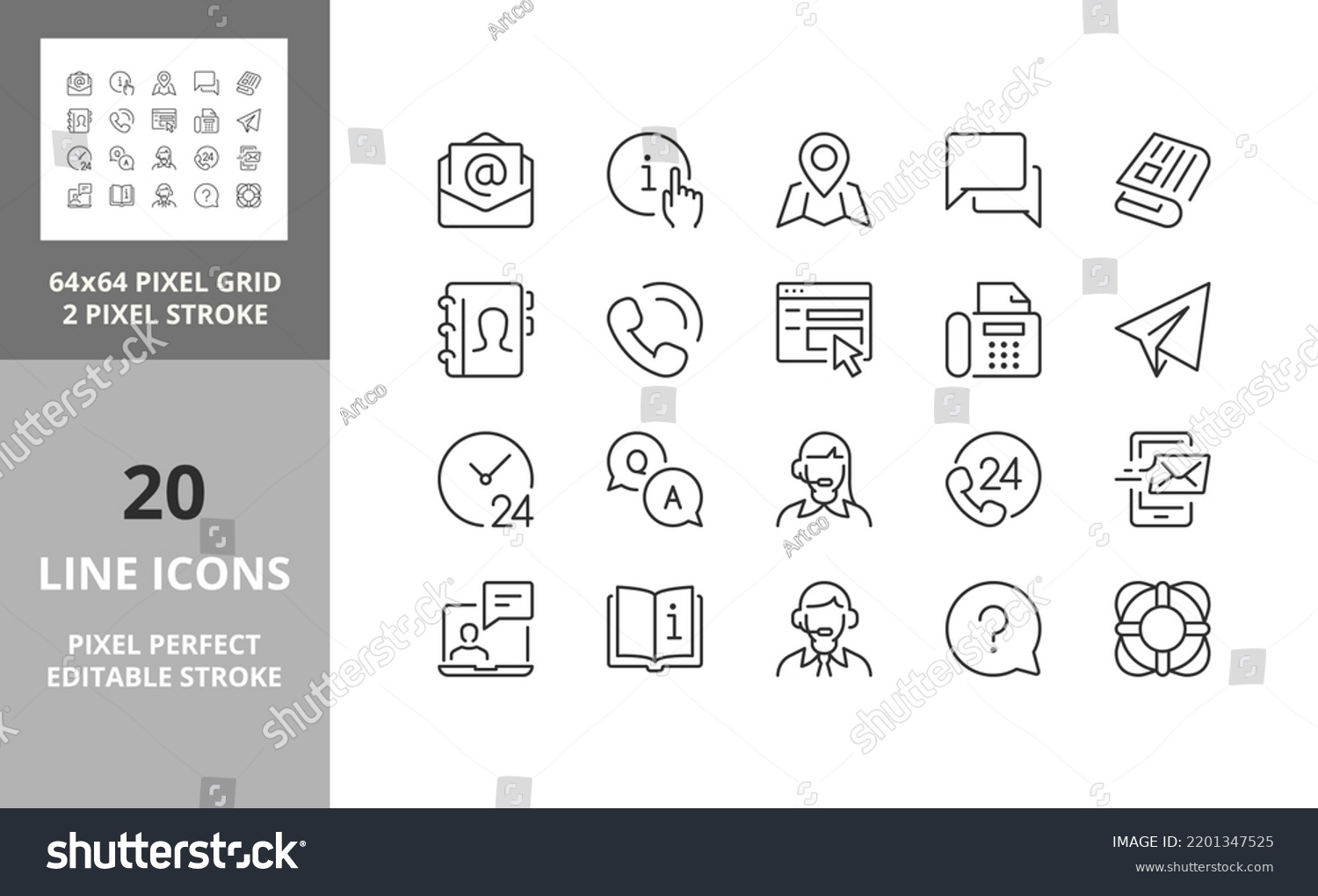 Set Thin Line Icons Contact Support Stock Vector (Royalty Free ...