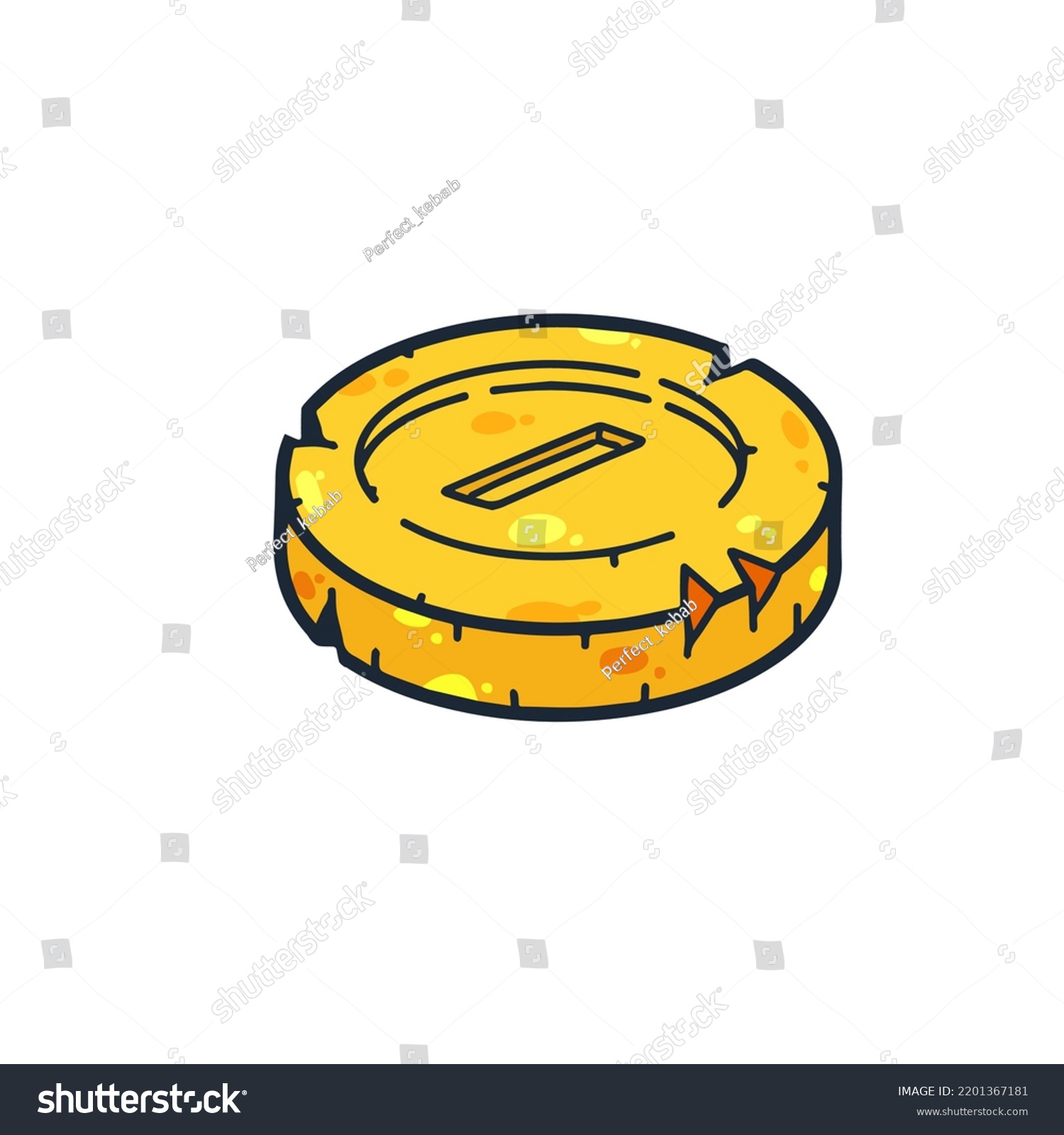 Gold Coin Outline Cartoon Icon Money Stock Vector (Royalty Free ...