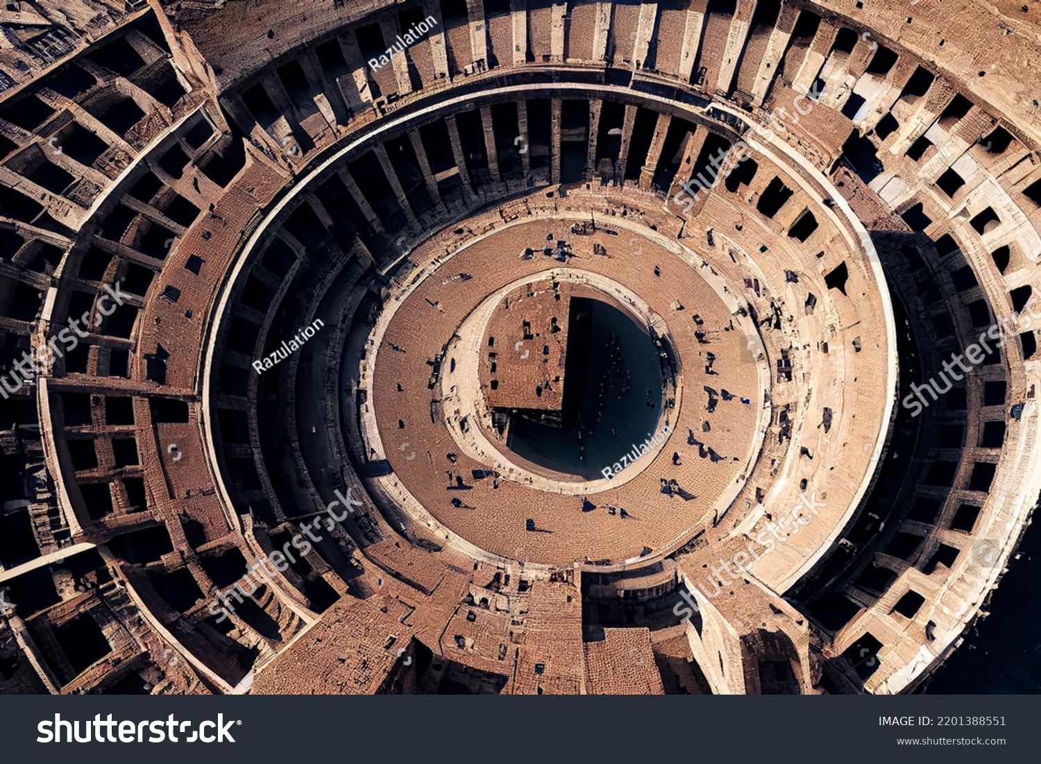 Gladiators Arena Colosseum Coliseum Top View Stock Illustration ...