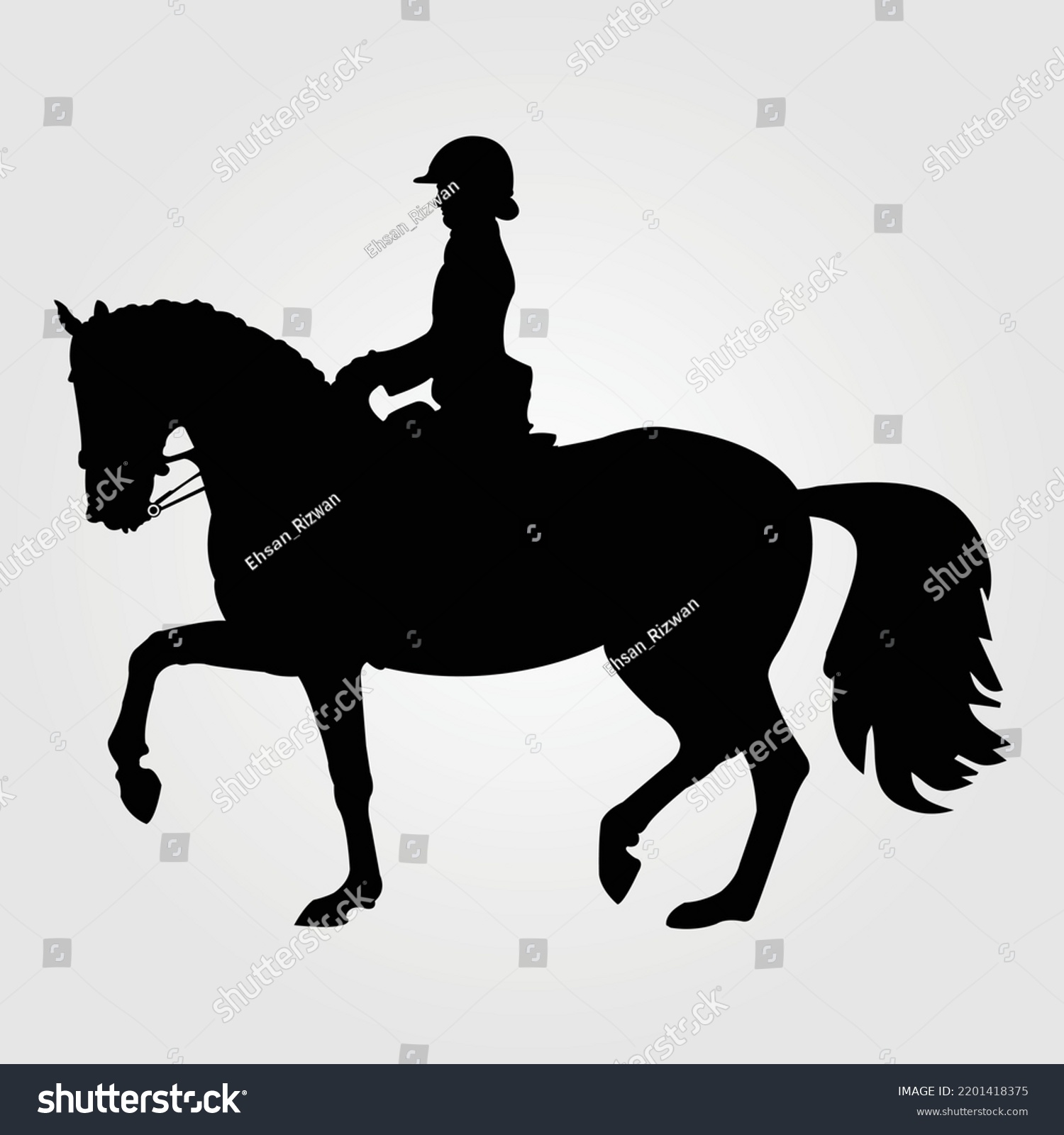 Horses Silhouette Vector Illustration Equestrian Equine Stock Vector ...