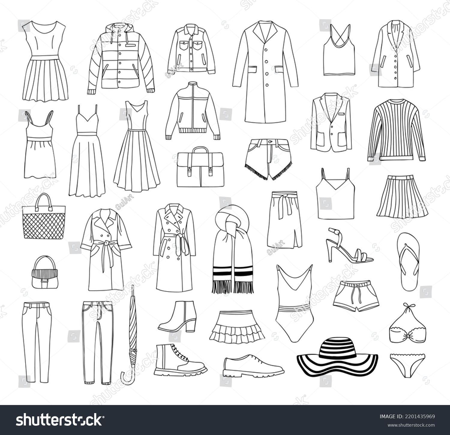 Clothes Doodle Illustration Collection Hand Drawn Stock Vector (Royalty ...