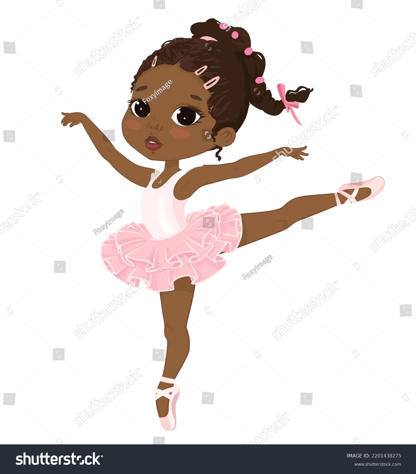 Cute African American Ballerina Girl Dancing Stock Vector (Royalty Free ...