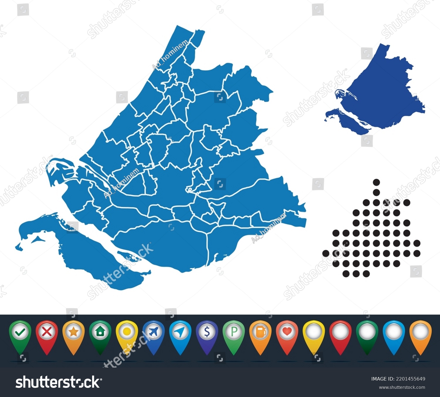 Set Maps South Holland Province Stock Vector (Royalty Free) 2201455649 ...