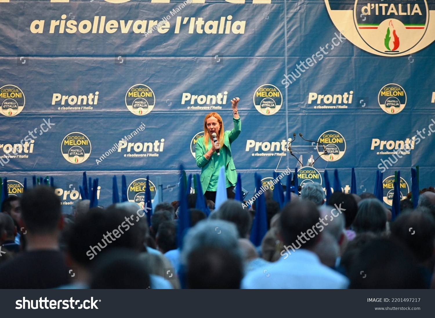 Giorgia Meloni Leader Fratelli Ditalia Party Stock Photo 2201497217 ...