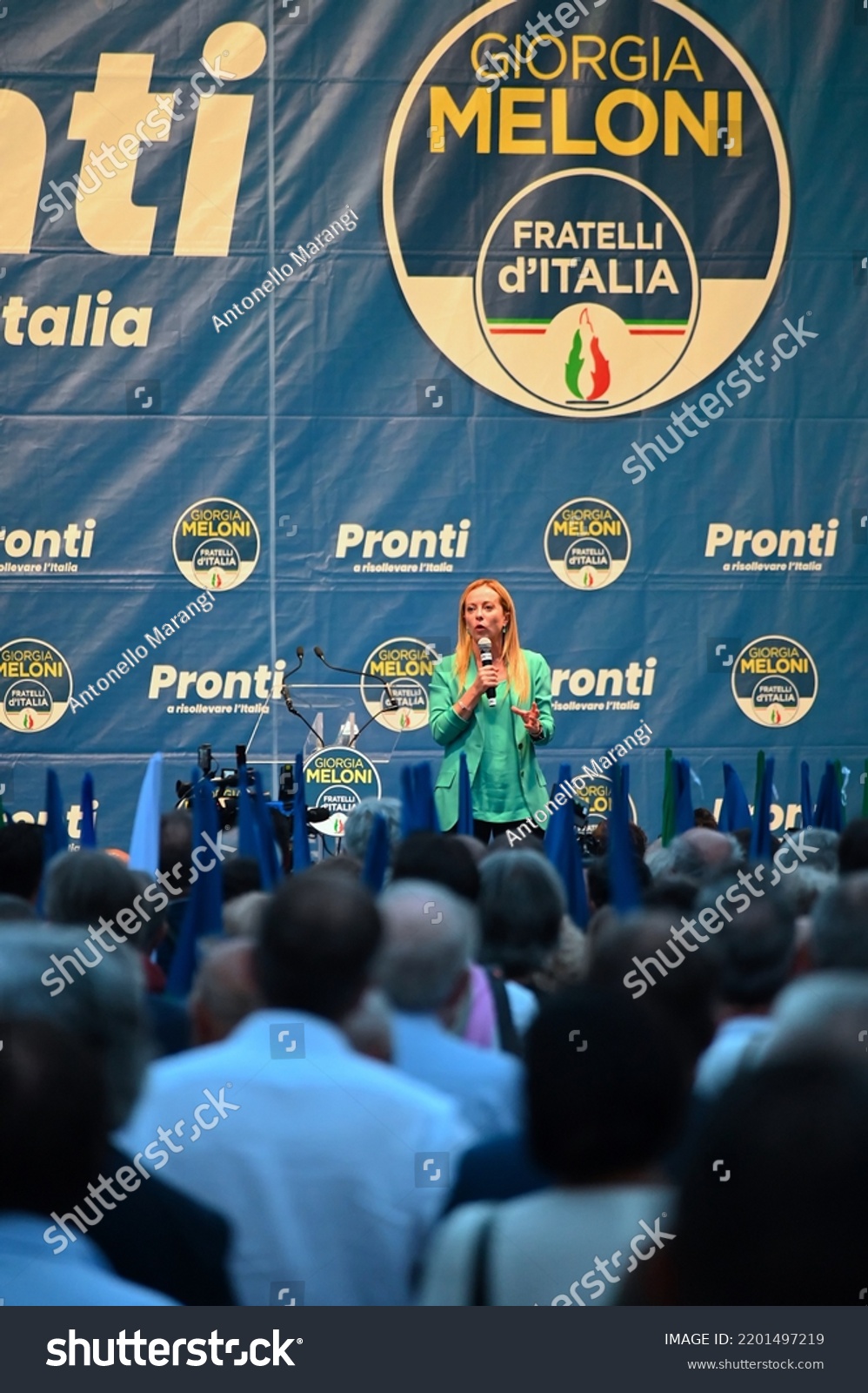 Giorgia Meloni Leader Fratelli Ditalia Party Stock Photo 2201497219 ...