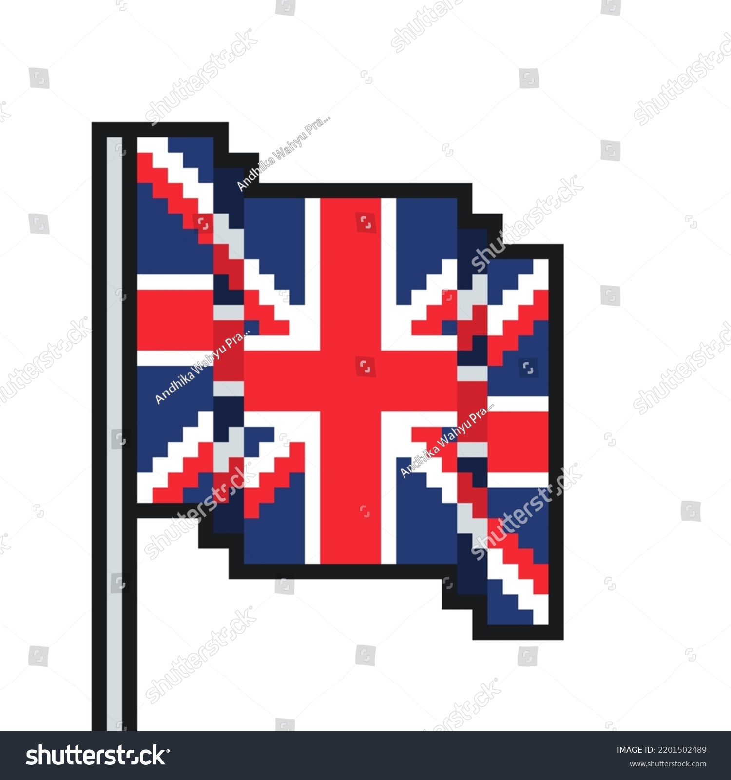 United Kingdom Flag Pixel Art Flag Stock Illustration 2201502489