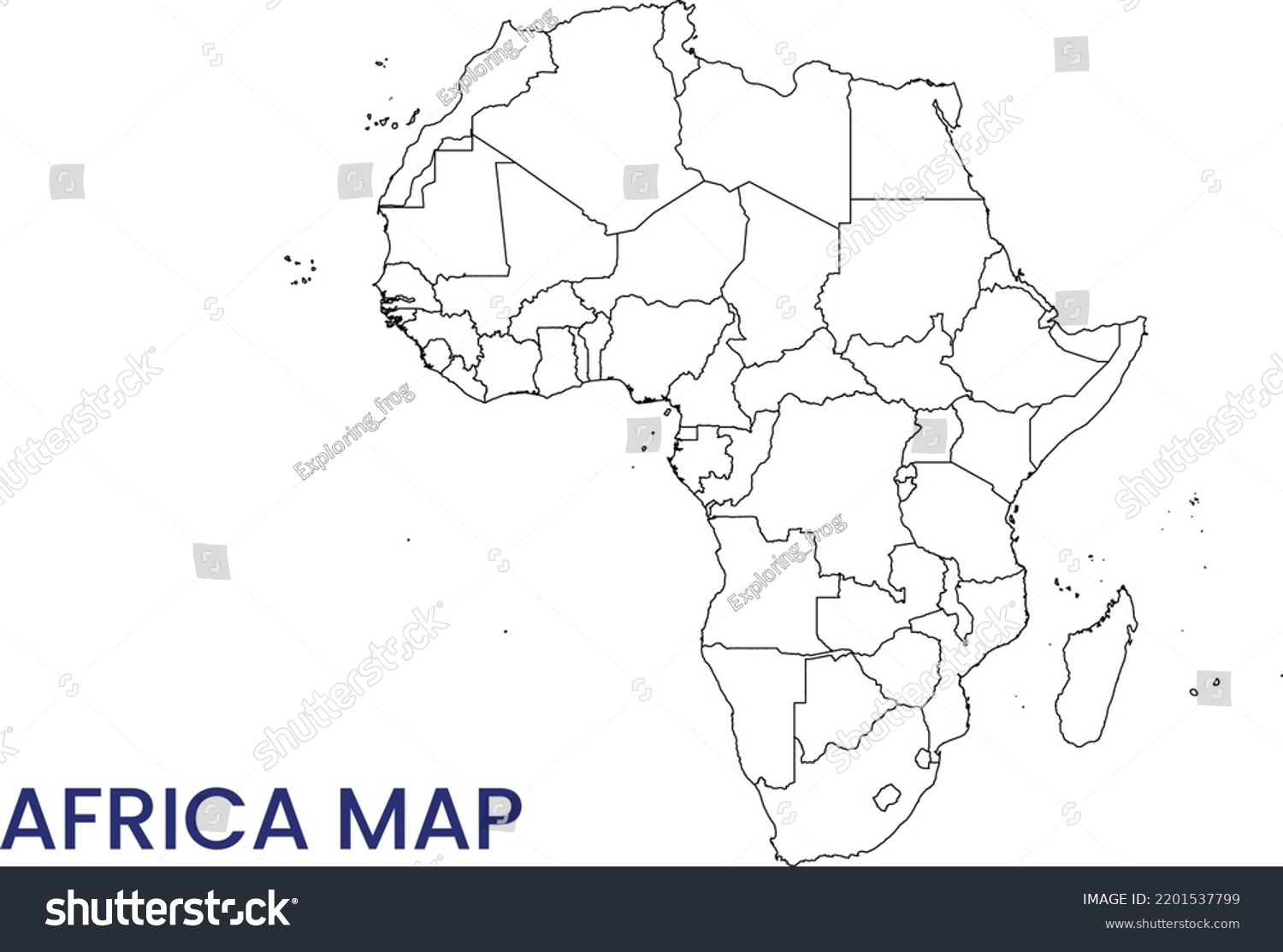 High Detailed Map Africa Outline Map Stock Vector Royalty Free 2201537799 Shutterstock 1635