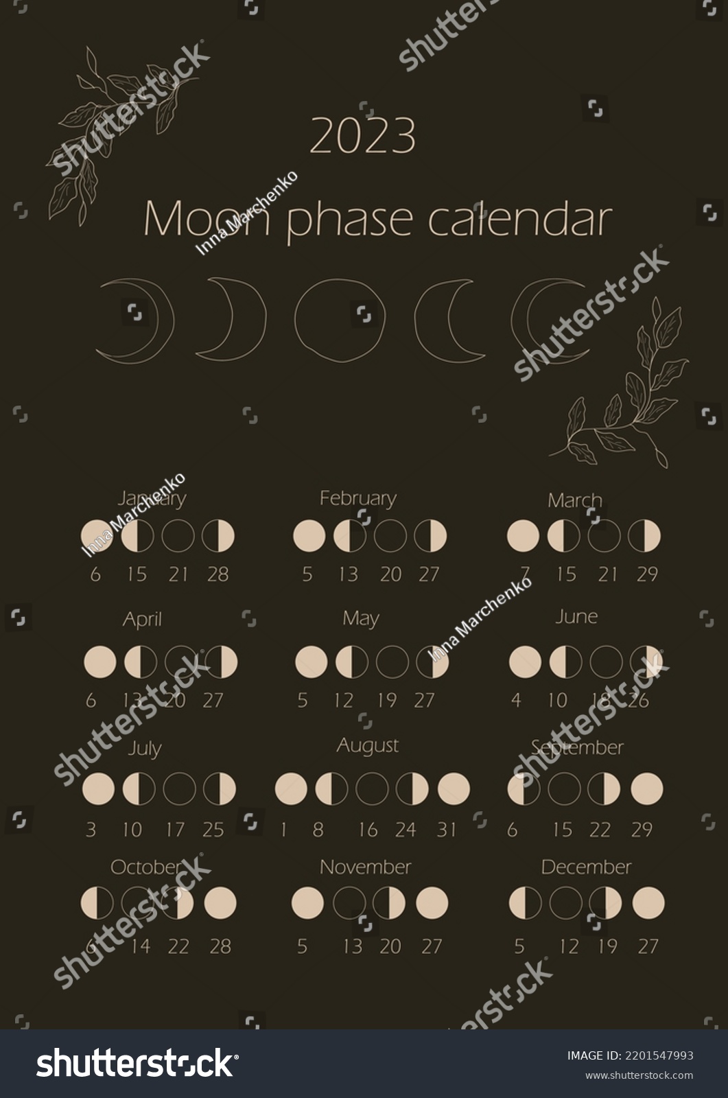 Premium Vector Moon Phases Calendar 2023 Waning Gibbous Waxing Vrogue 