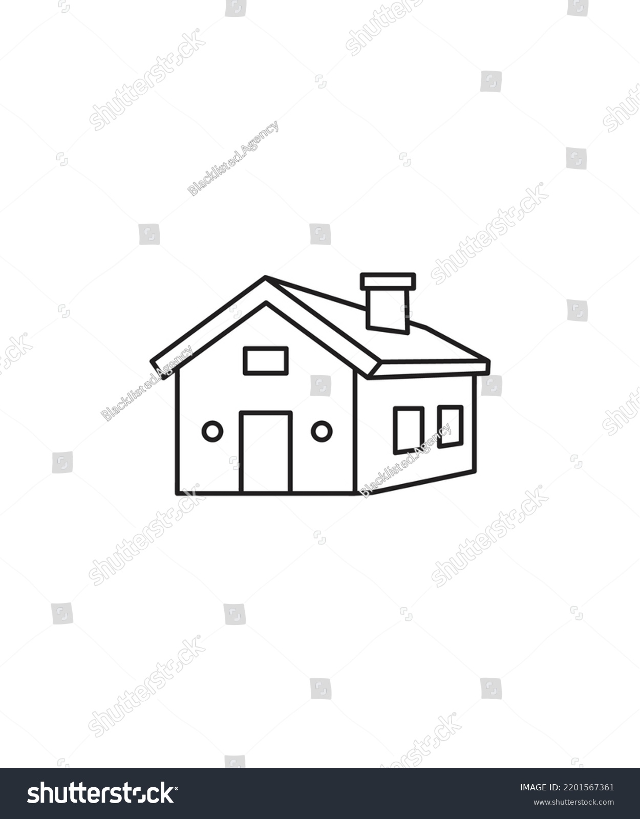 Banglo Line Art Icon Vector Isolated Stock Vector (royalty Free 