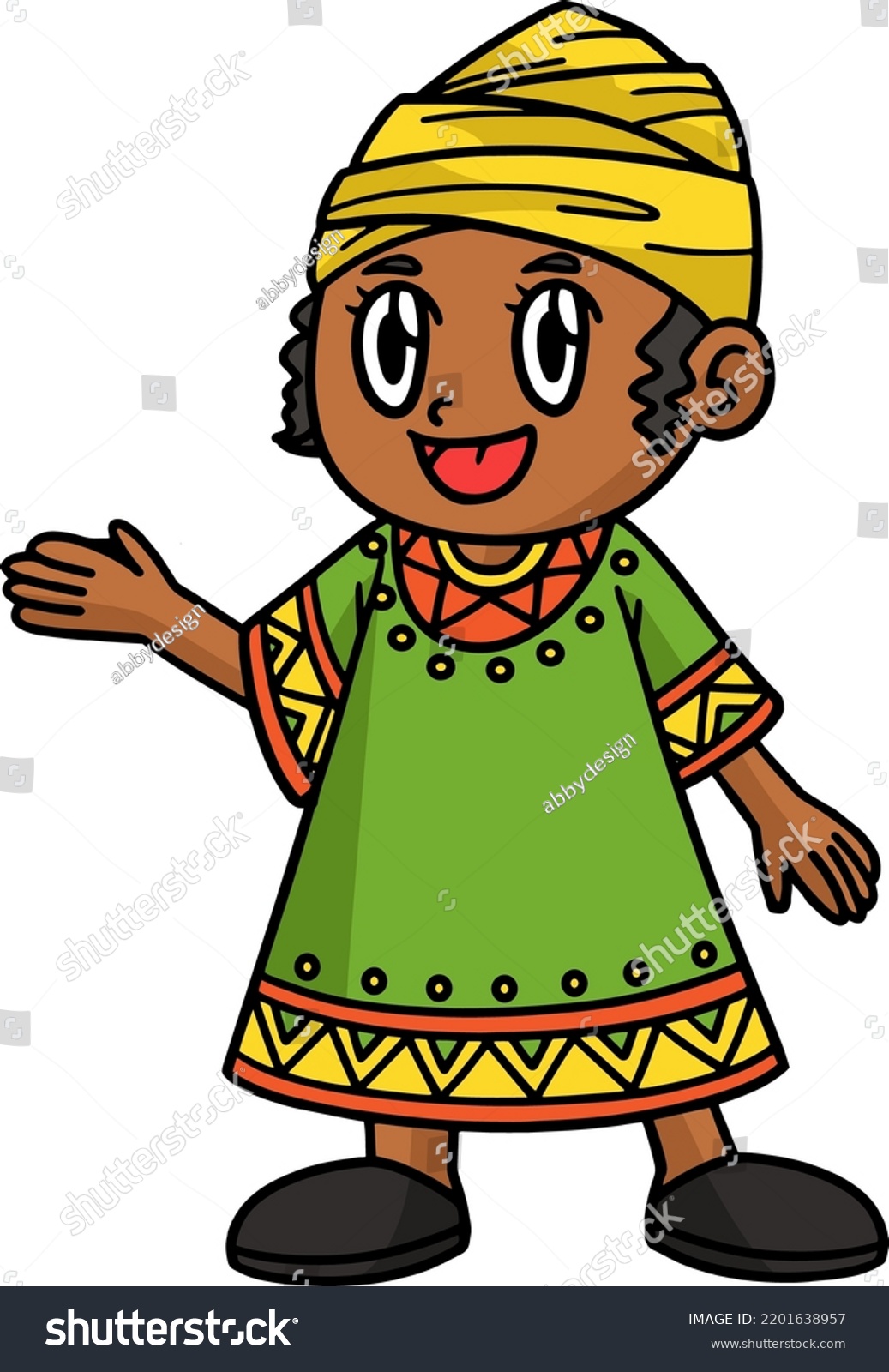 Kwanzaa Afro Girl Cartoon Colored Clipart Stock Vector (Royalty Free ...