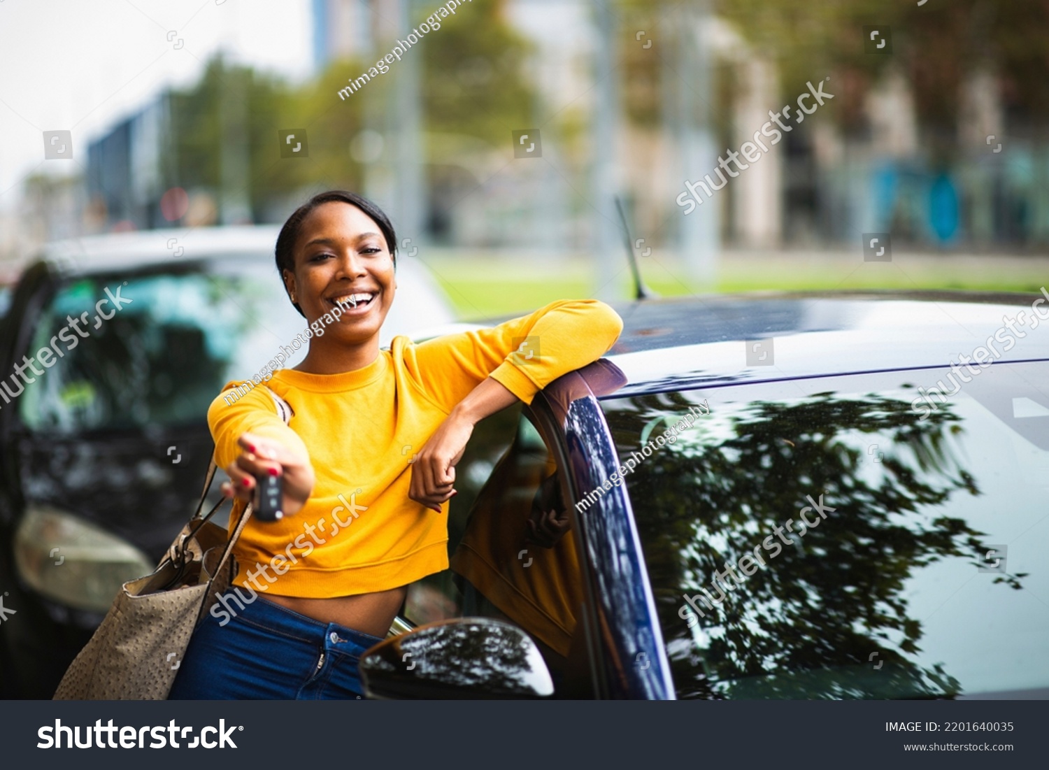 Portrait Beautiful African American Woman Standing Stock Photo