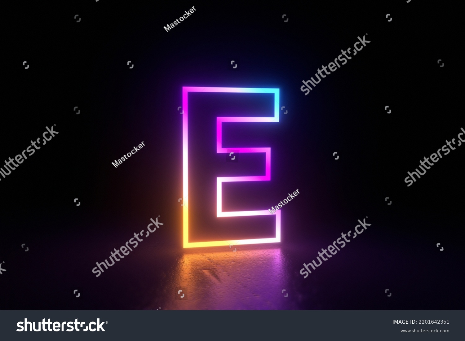 E Letter Character Neon Light Black Stock Illustration 2201642351 ...