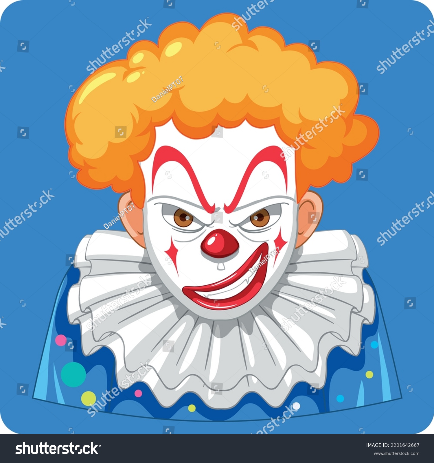 Makeup Killer Clown Vector Drawing Traditional Stock Vector (Royalty ...