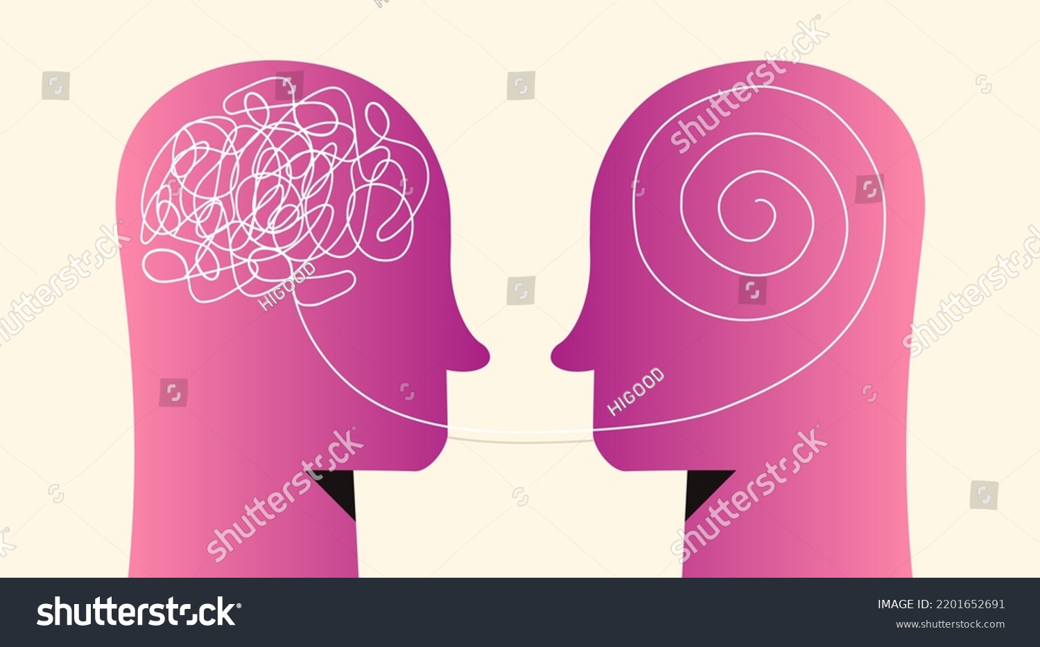 Two Humans Head Silhouette Psyhotherapy Stock Vector (Royalty Free ...