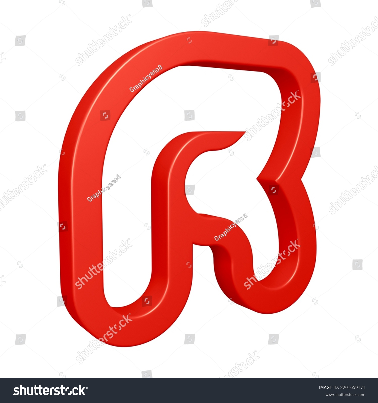 Red Letter R 3d Render Isolated Stock Illustration 2201659171