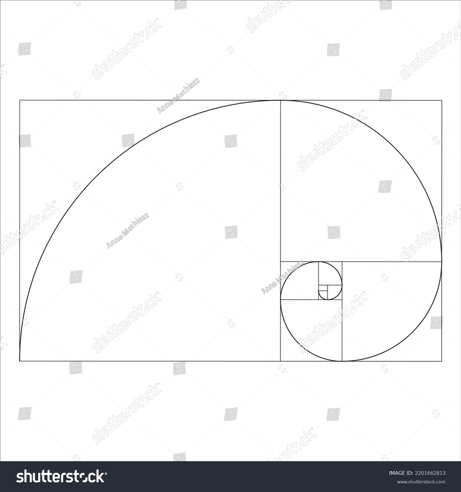 Fibonacci Spiral Golden Ratio Vector Isolated Stock Vector (Royalty ...