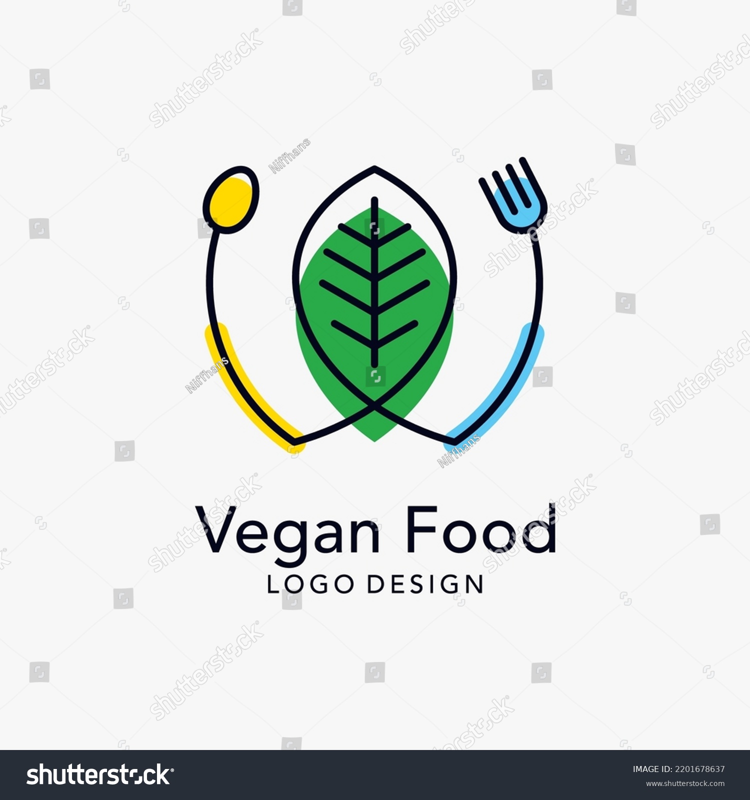 Vegan Food Logo Design Vector Stock Vector Royalty Free 2201678637