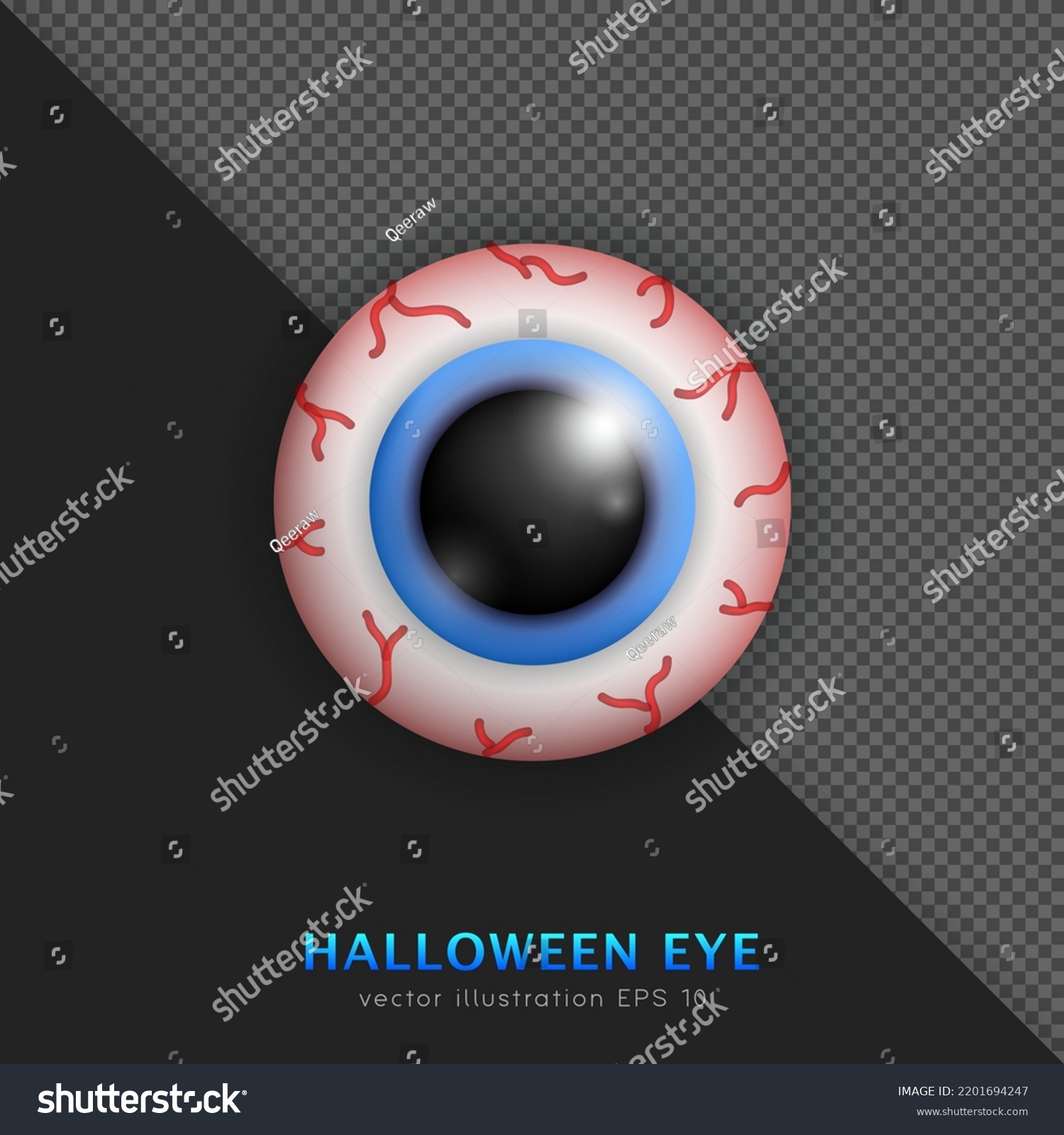 Cartoon 3d Halloween Bloody Eyeball Blue Stock Vector (Royalty Free ...