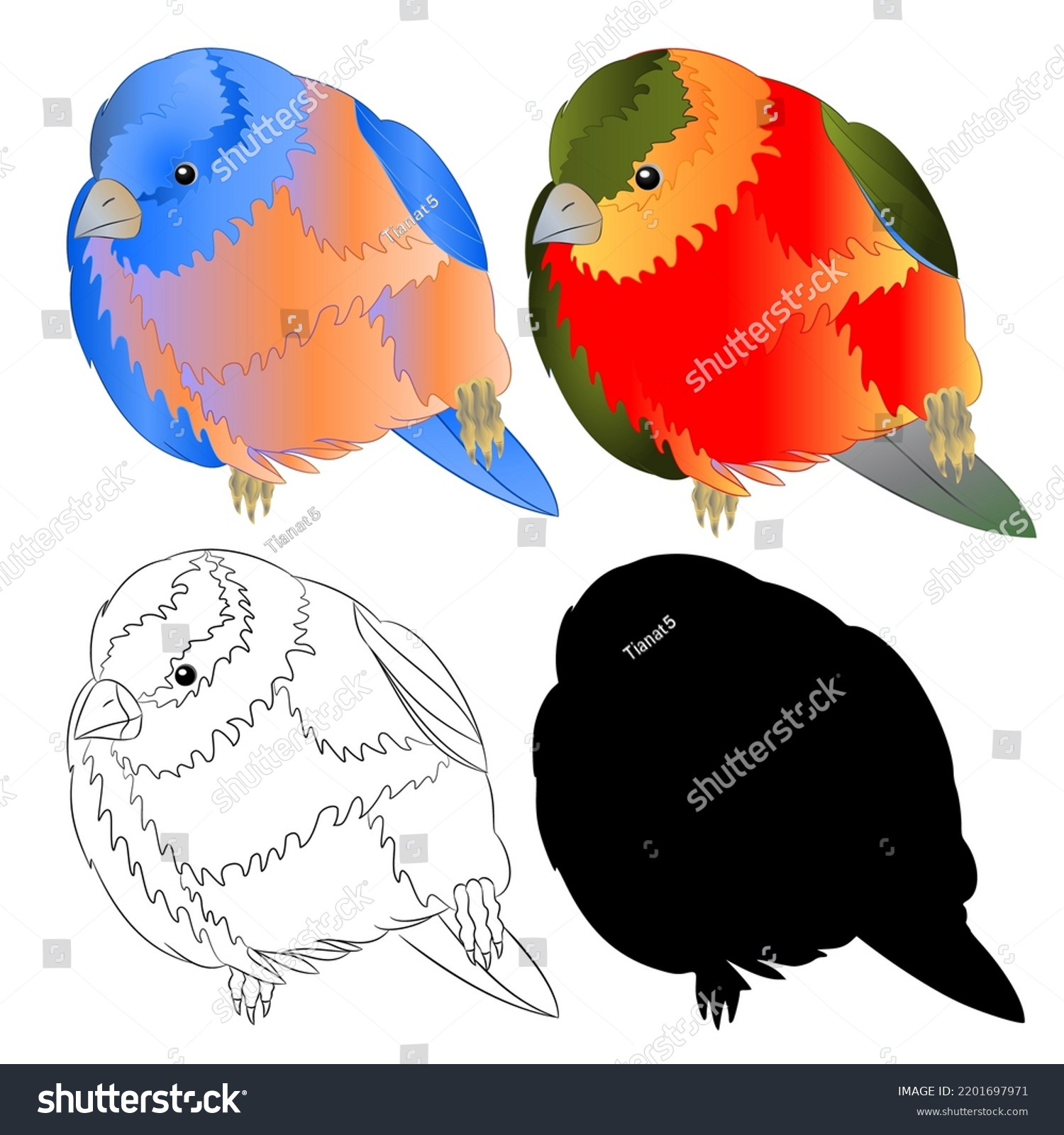 Small Bluebird Tropical Bird Outline Silhouette Stock Vector (Royalty ...