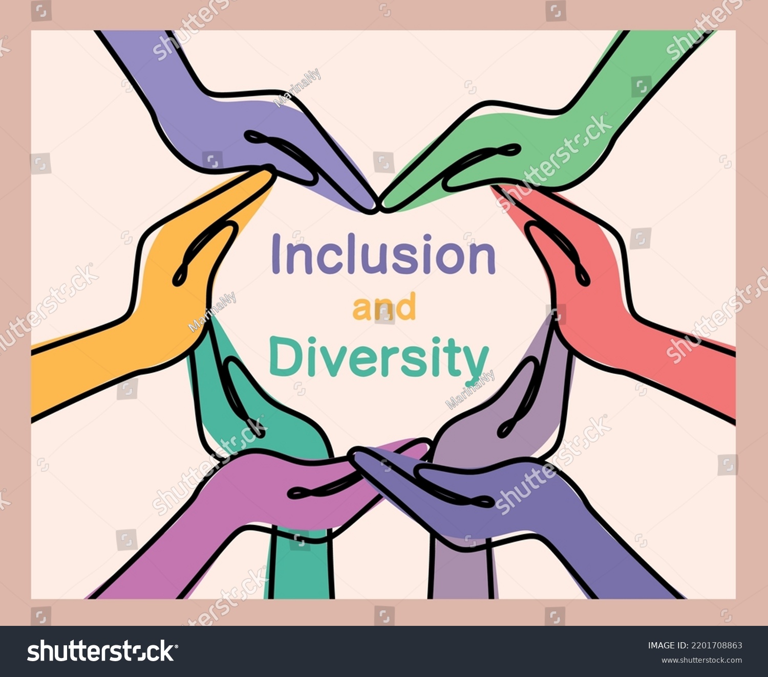 Illustration Inclusion Equality Diversity Multinational Hands Stock ...