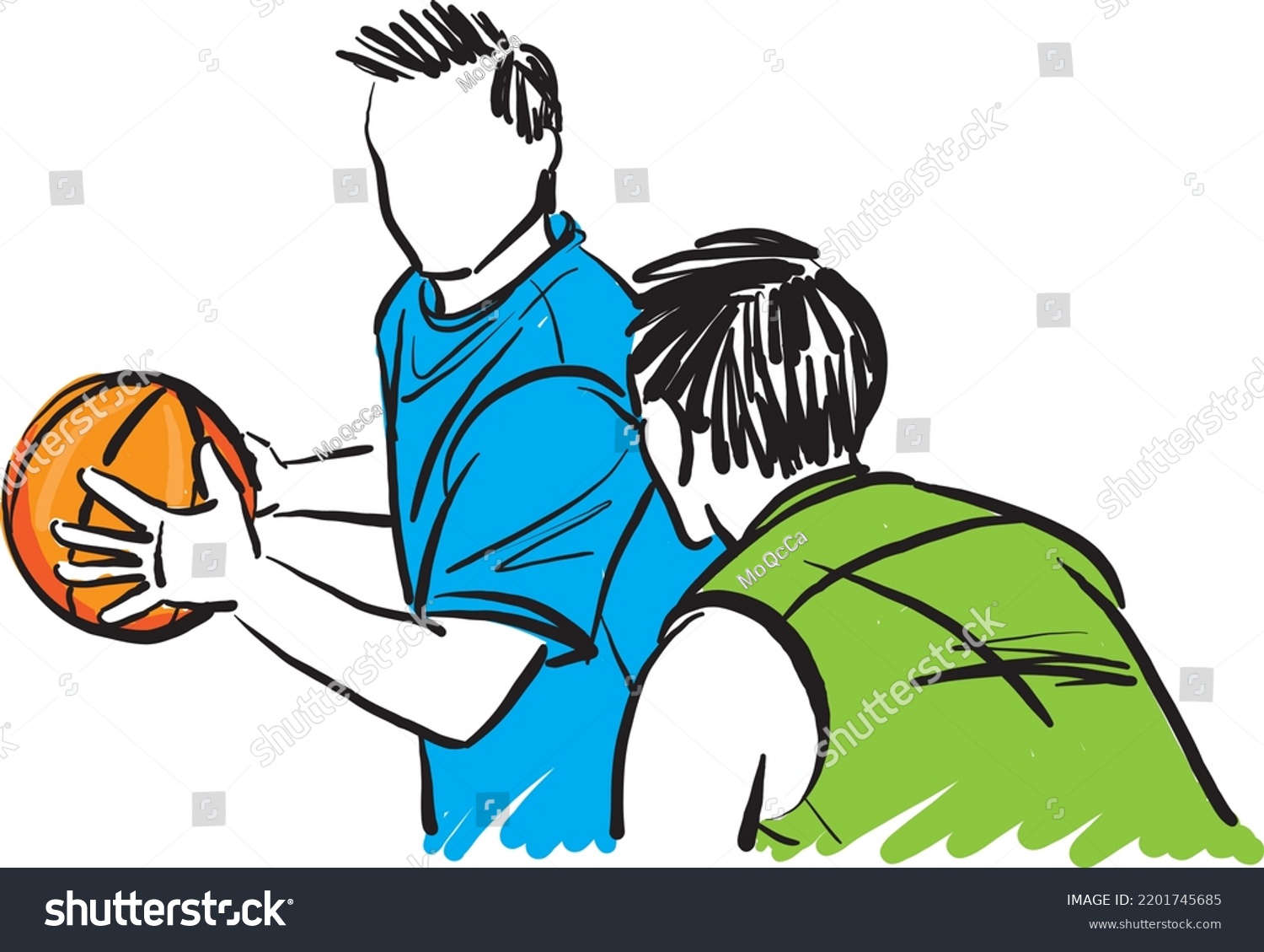 Basketball Players Two Playing Sports Concept Stock Vector (Royalty ...