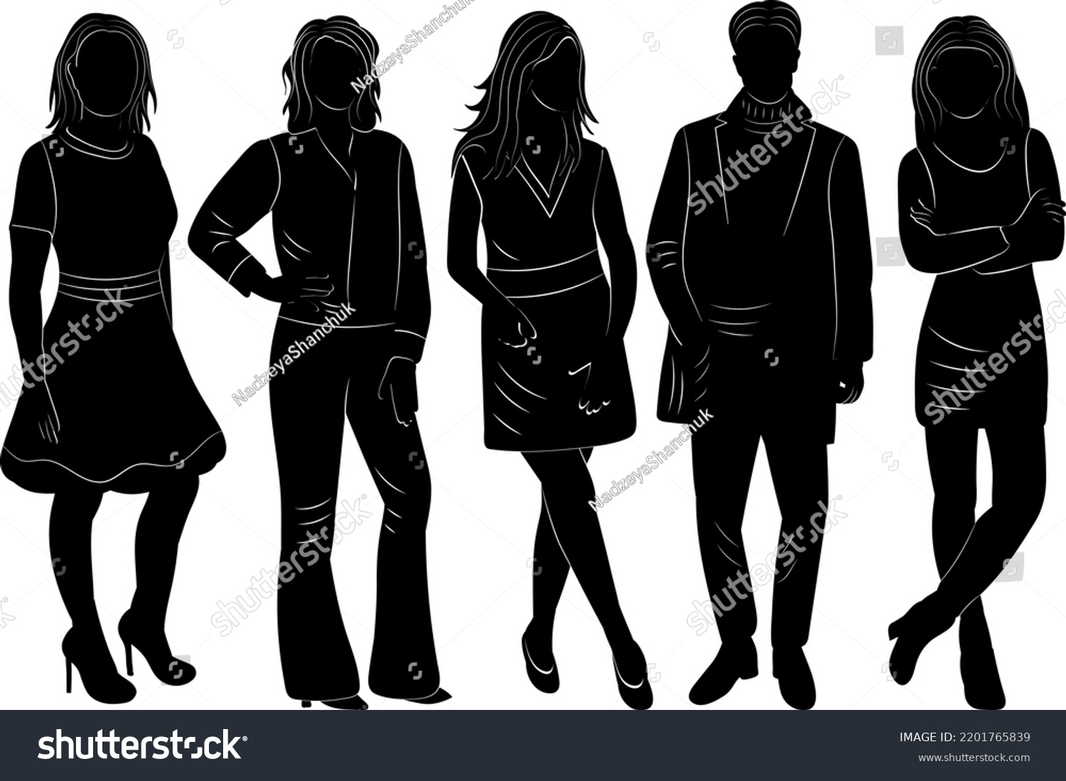 Black Silhouette People Isolated Vector Stock Vector (Royalty Free