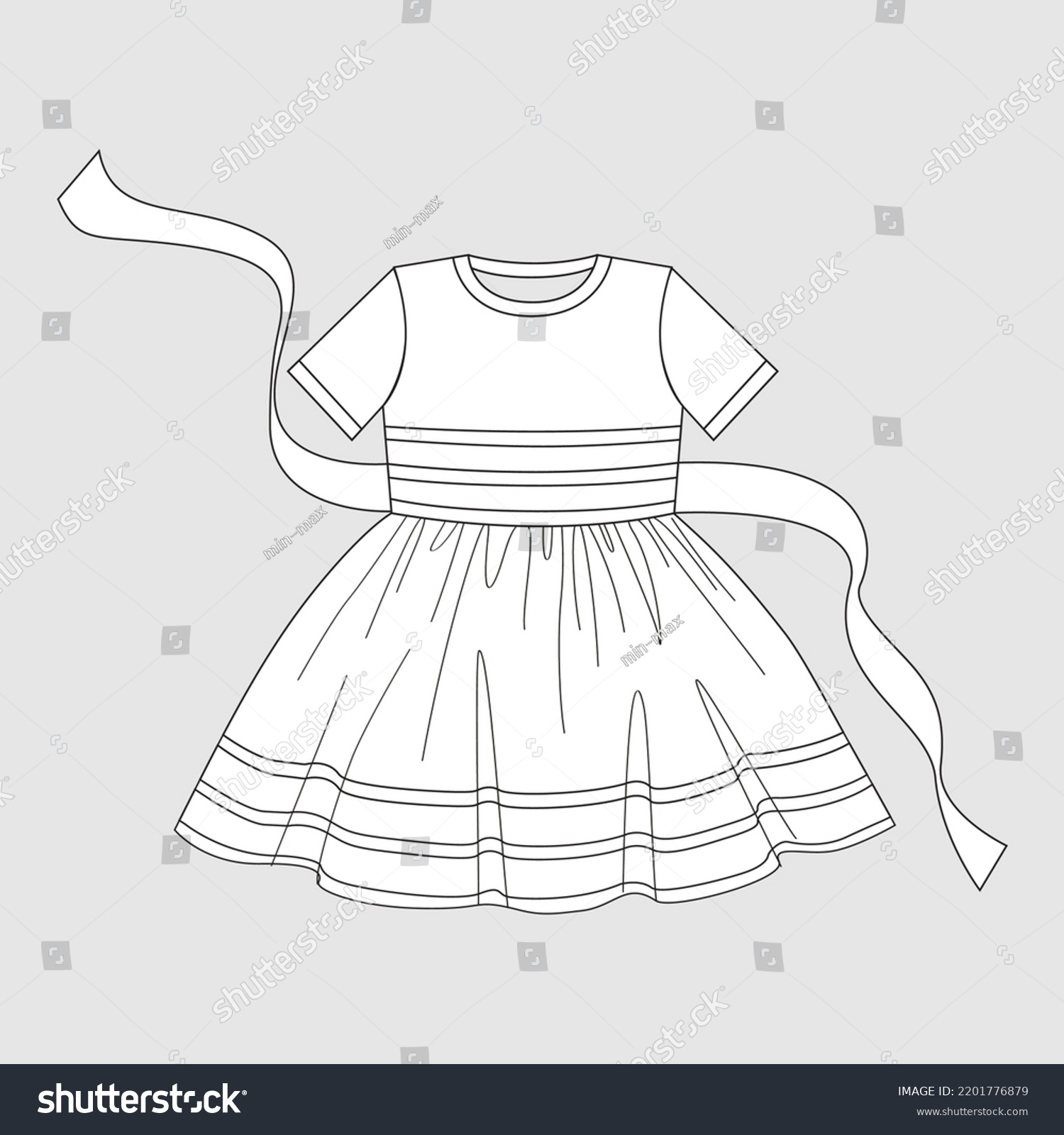 Kid Clothes Cad Technical Drawing Stock Vector (Royalty Free ...