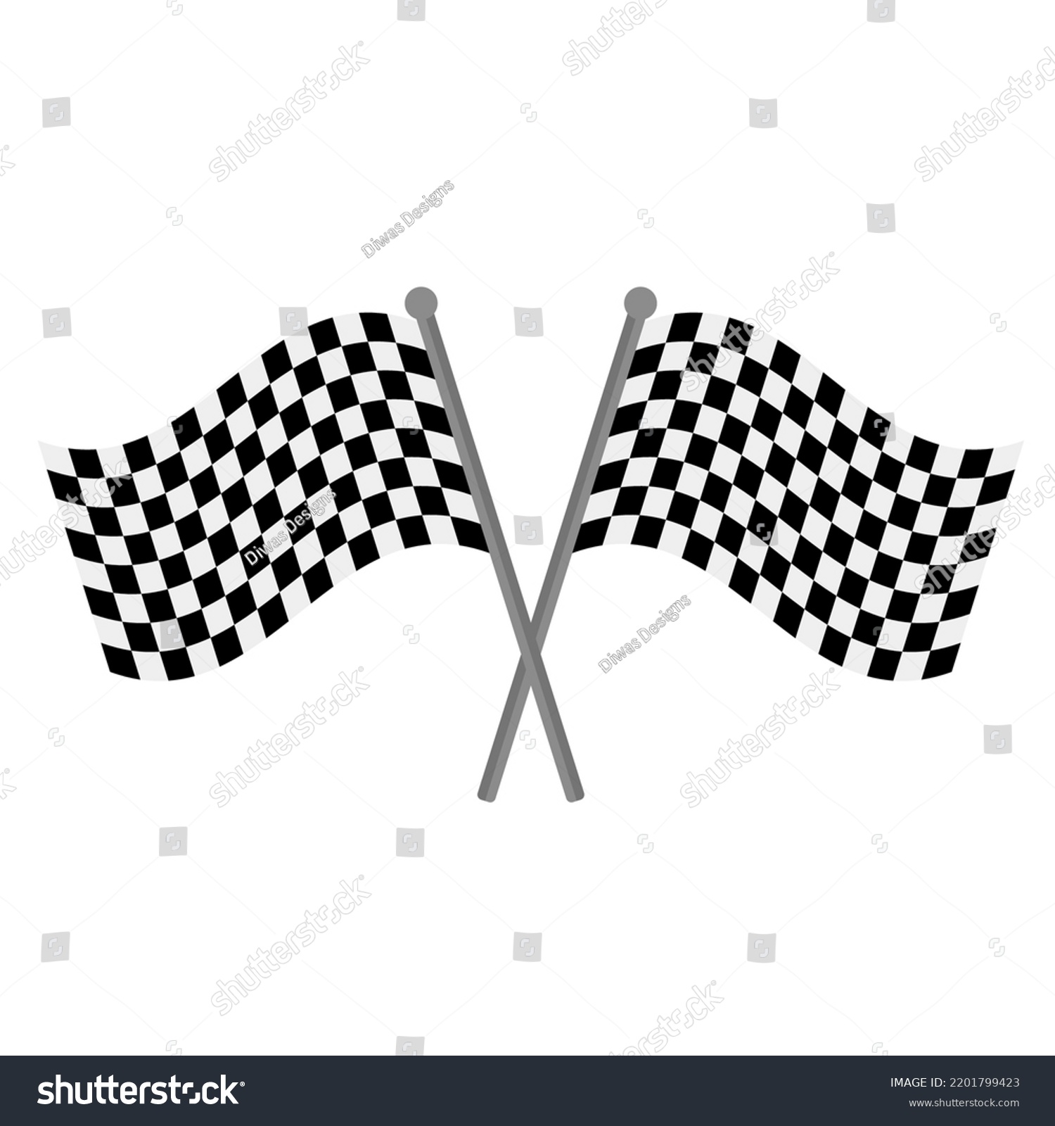 Crossed Checkered Flag Flat Vector Illustration Stock Vector (Royalty ...