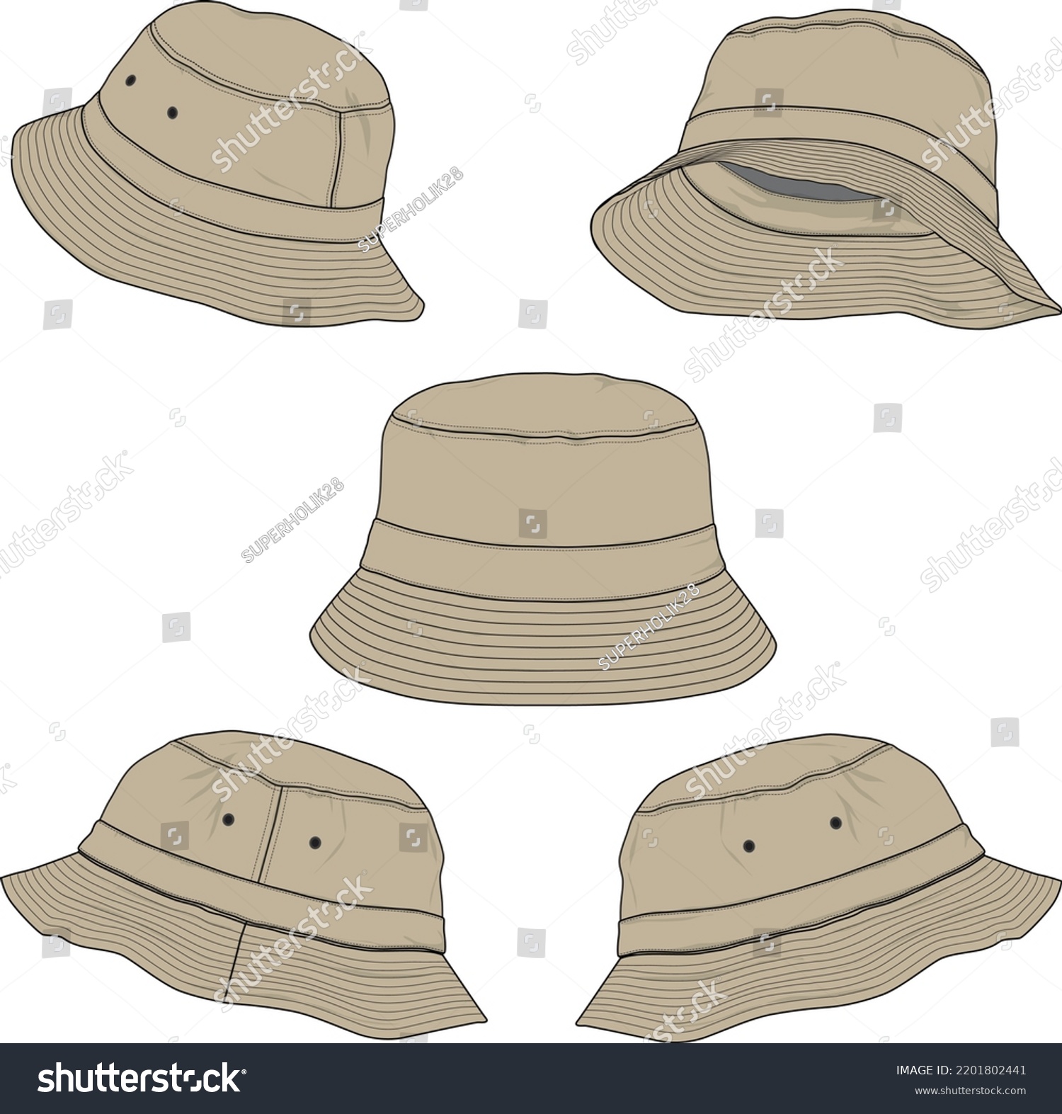Blank Bucket Hat Fashion Flat Sketch Stock Vector (Royalty Free ...
