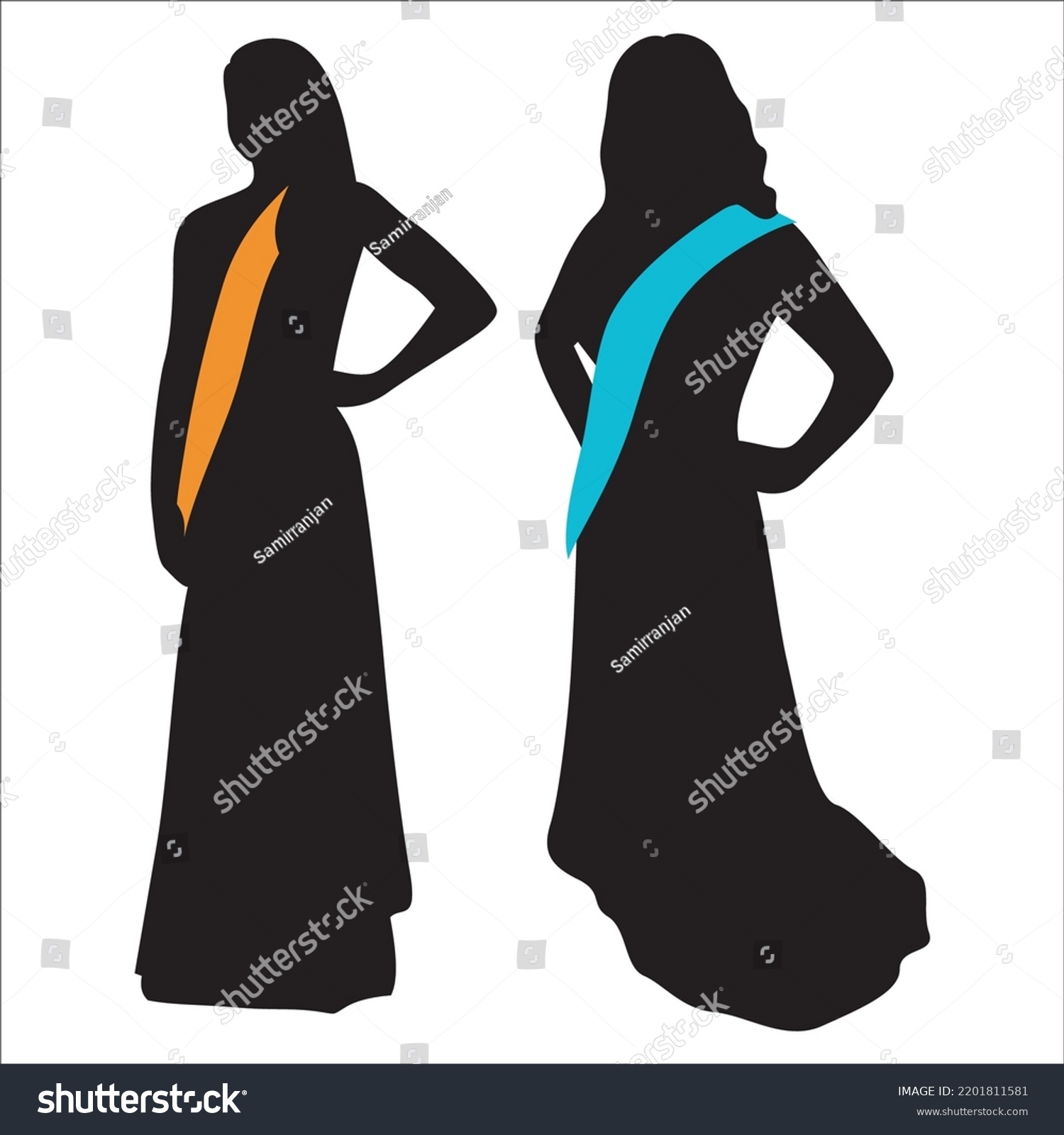 Vector Set Beauty Pageants Silhouettes Illustration Stock Vector Royalty Free 2201811581