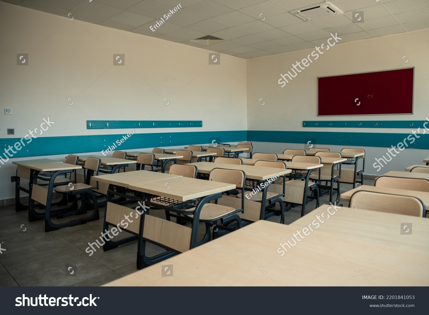 Classroom Background Without No Student Teacher Stock Photo 2201841053