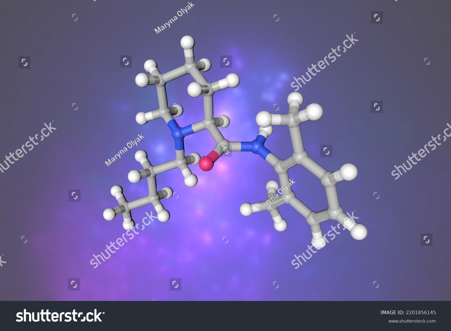 Levobupivacaine Longacting Anesthetic Drug Atoms Shown 库存插图 2201856145 ...