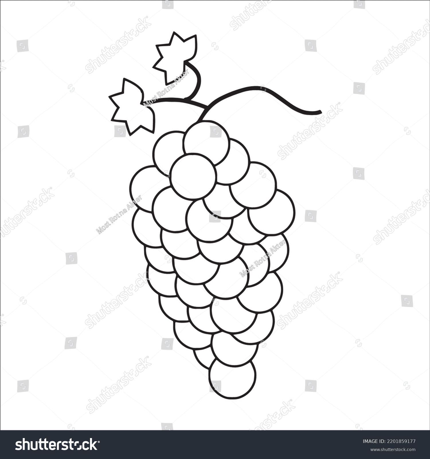 Beautiful Grapes Line Art Imagesgrapes Outline Stock Vector (Royalty ...