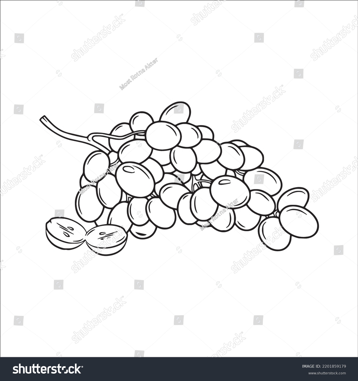 Beautiful Grapes Line Art Imagesgrapes Outline Stock Vector (royalty 