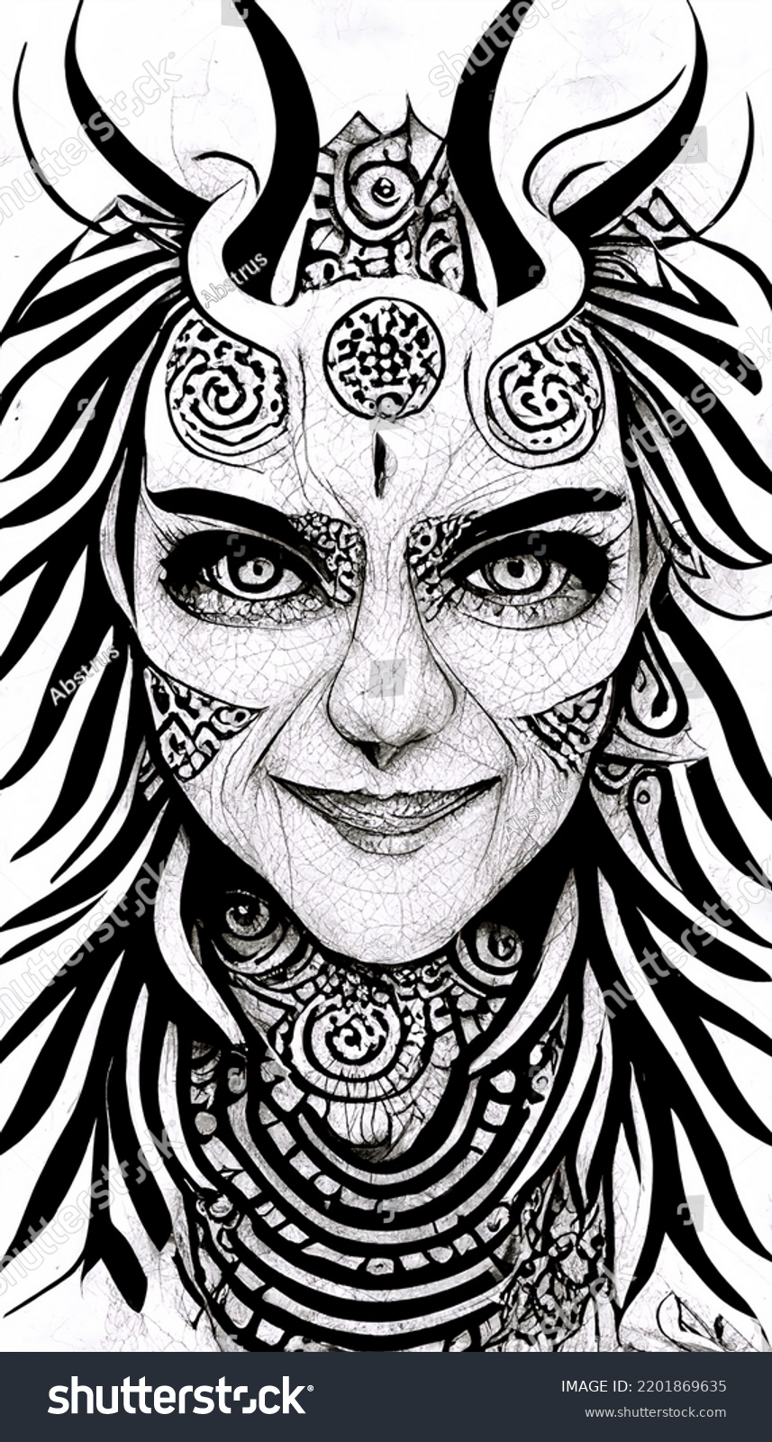 Zentangle Art Woman Face Illustration Stock Illustration 2201869635 ...